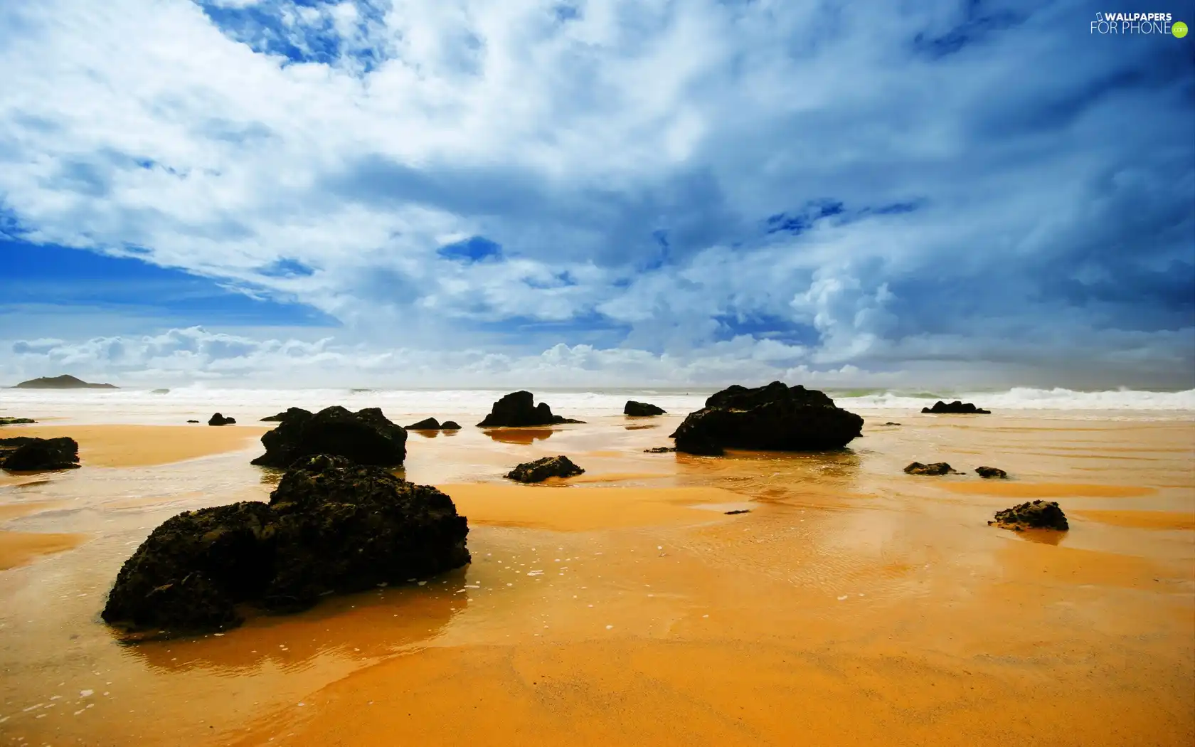 beach, rocks, an