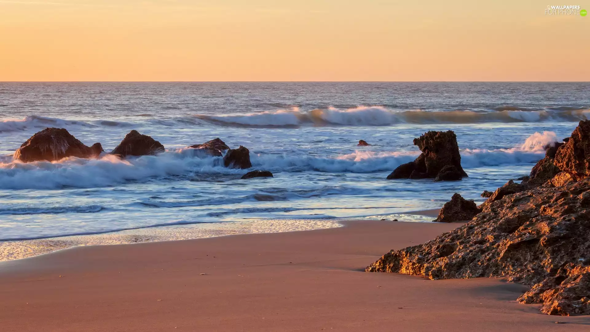 Sky, Stones, sea, Rocks, Great Sunsets, Sand, Beaches