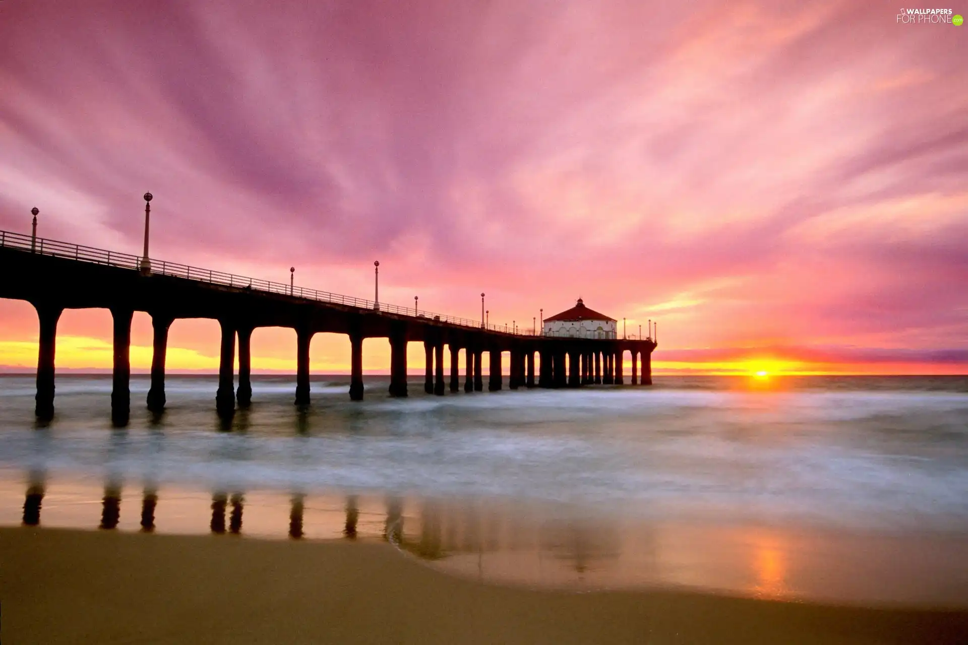west, pier, Beaches, sun