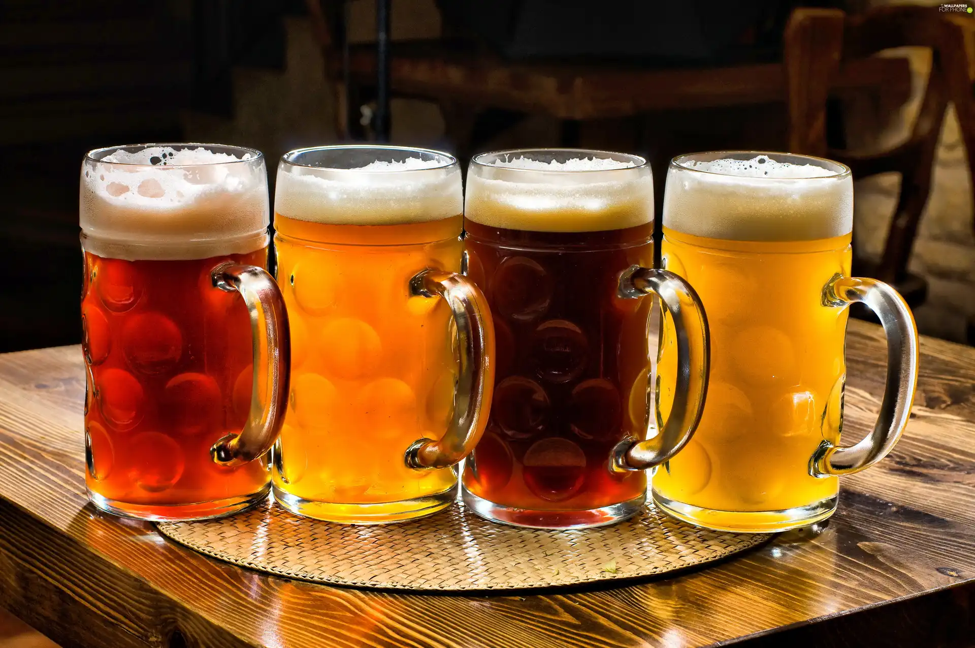Table, Mugs, Beer, Tray
