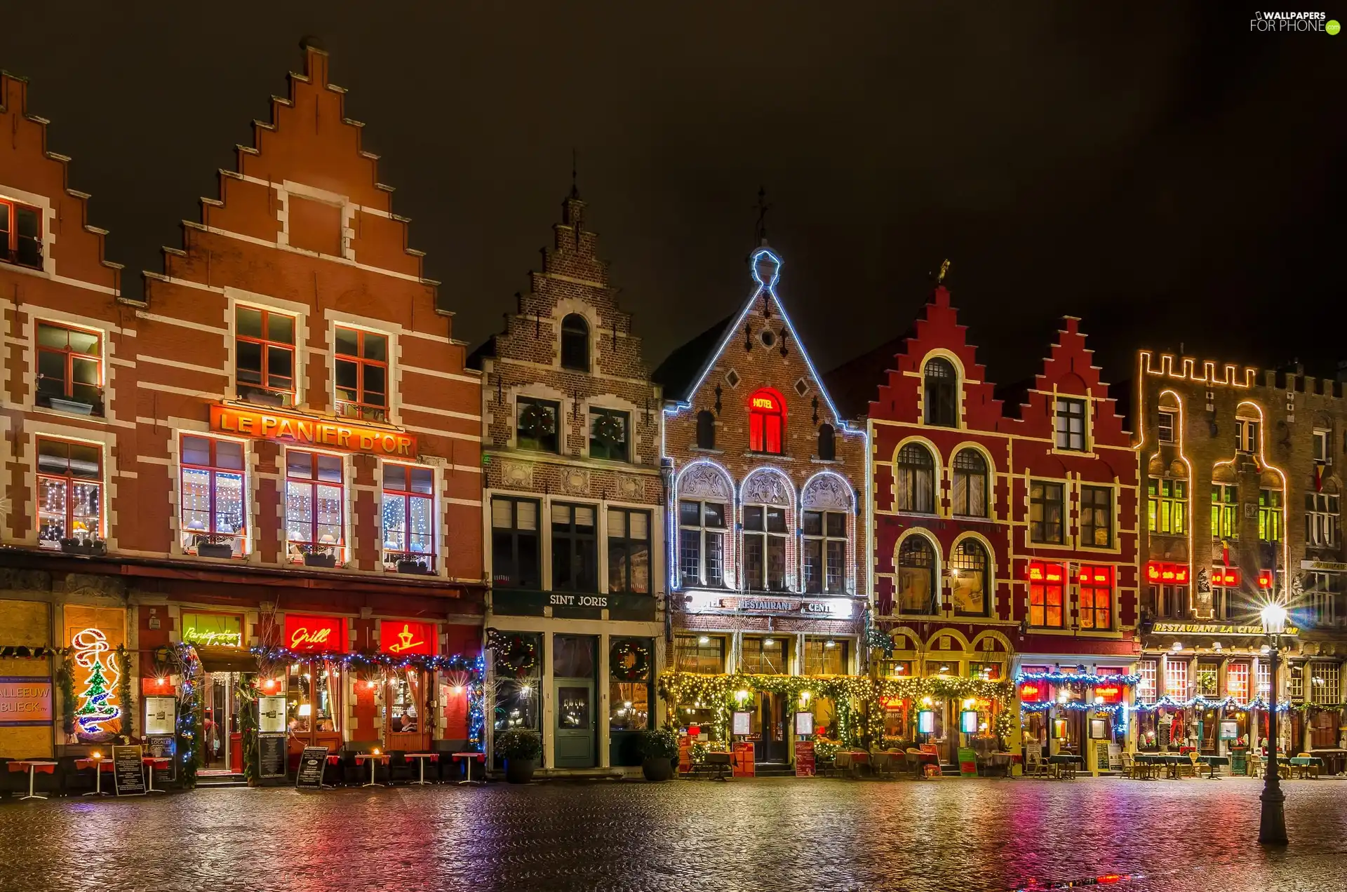 Town, Bruges, Belgium, Night
