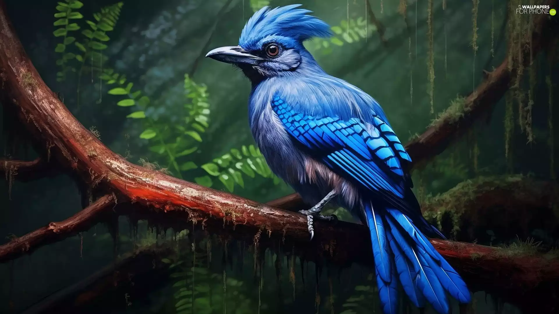 blue, branches, Al, Bird