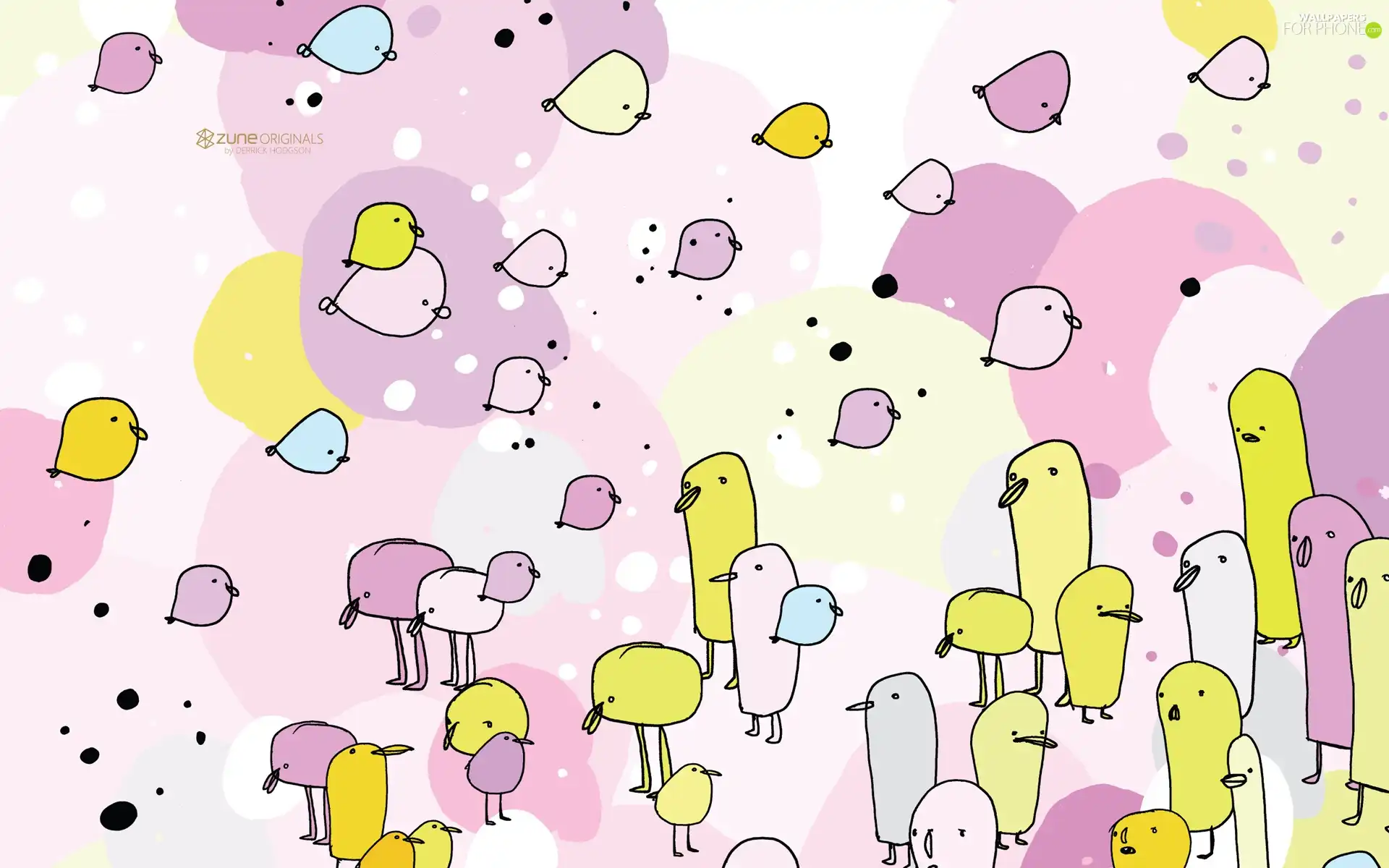 pastel, birds