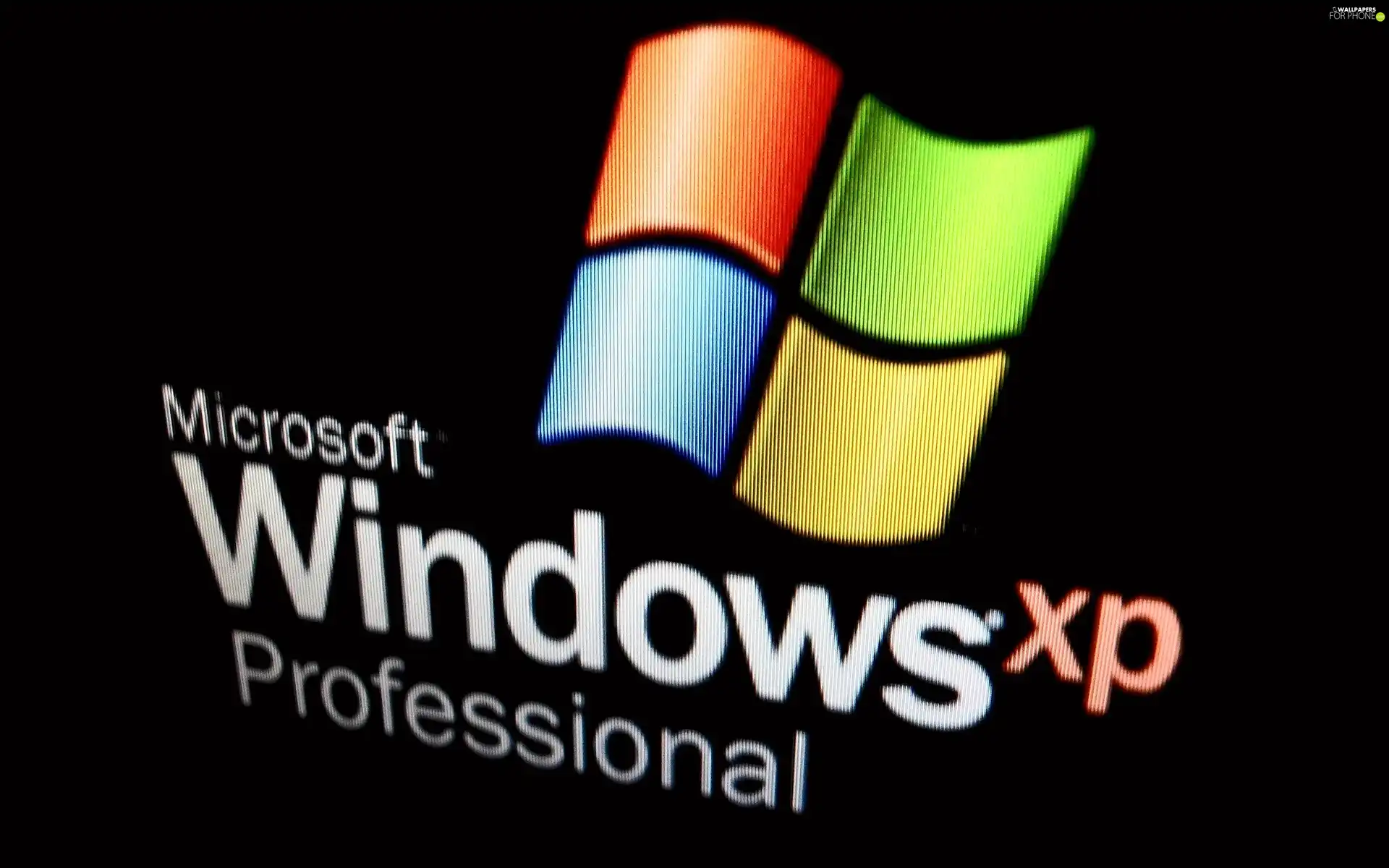 Black, background, windows, XP, logo