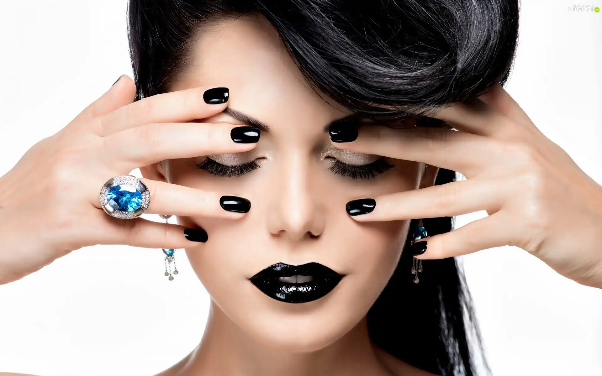 hands, model, make-up, face, Women, Black, jewellery