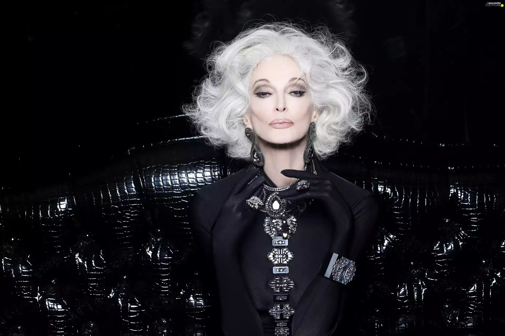 Black, model, gray, Women, Carmen Dell Orefice, clothes, Hair