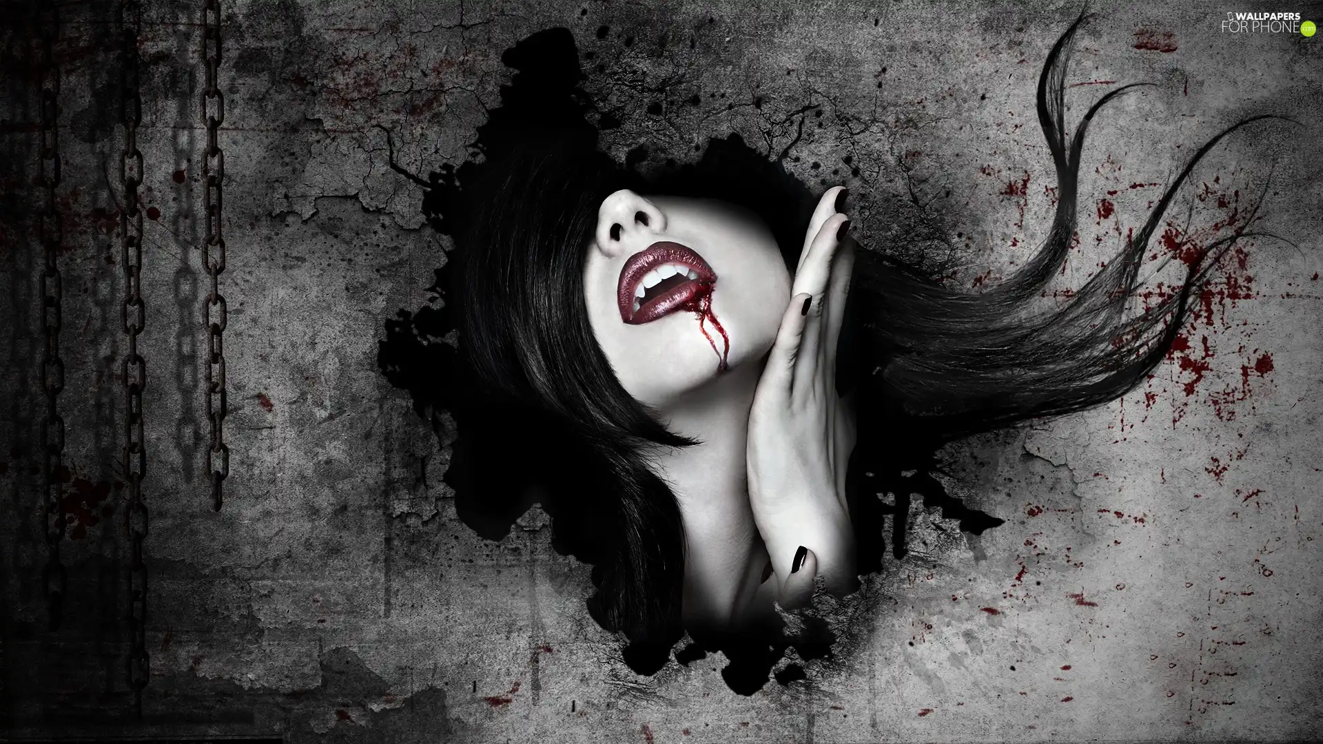 Women, lips, blood, face