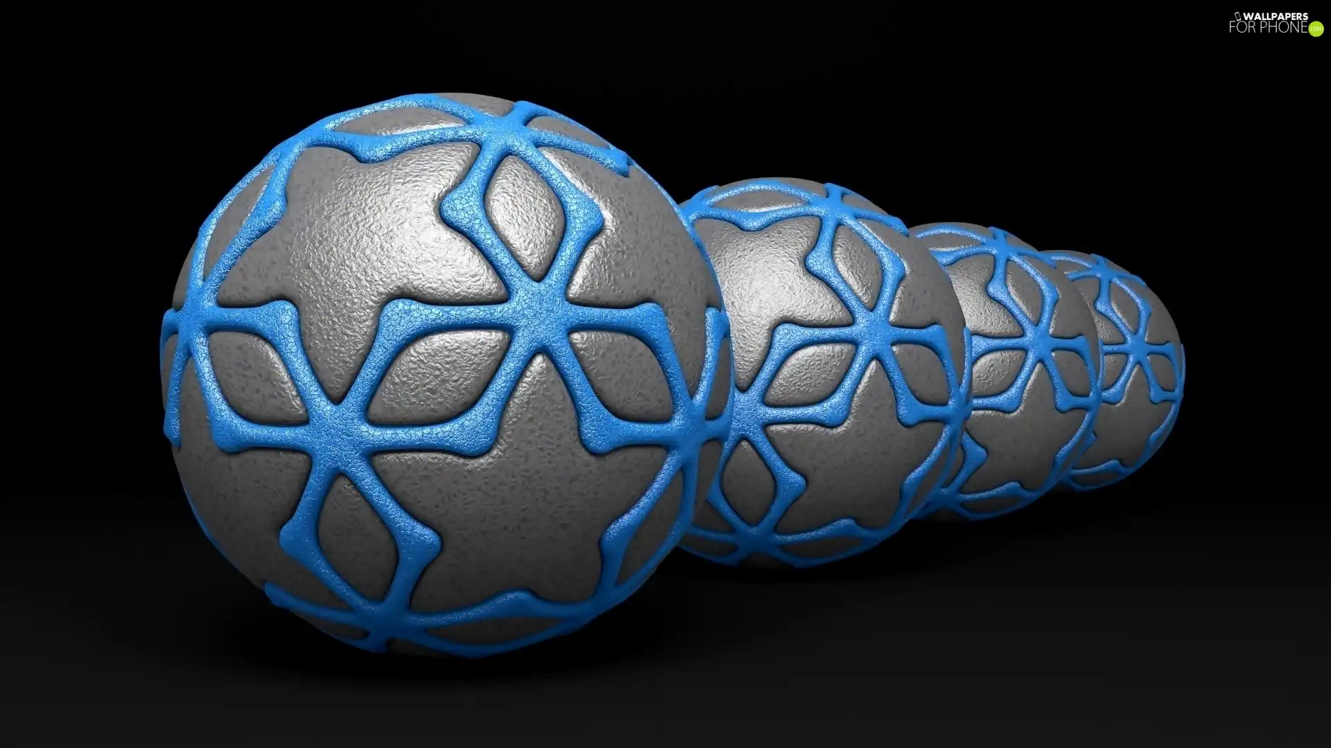 3D, Gray, Blue, Balls
