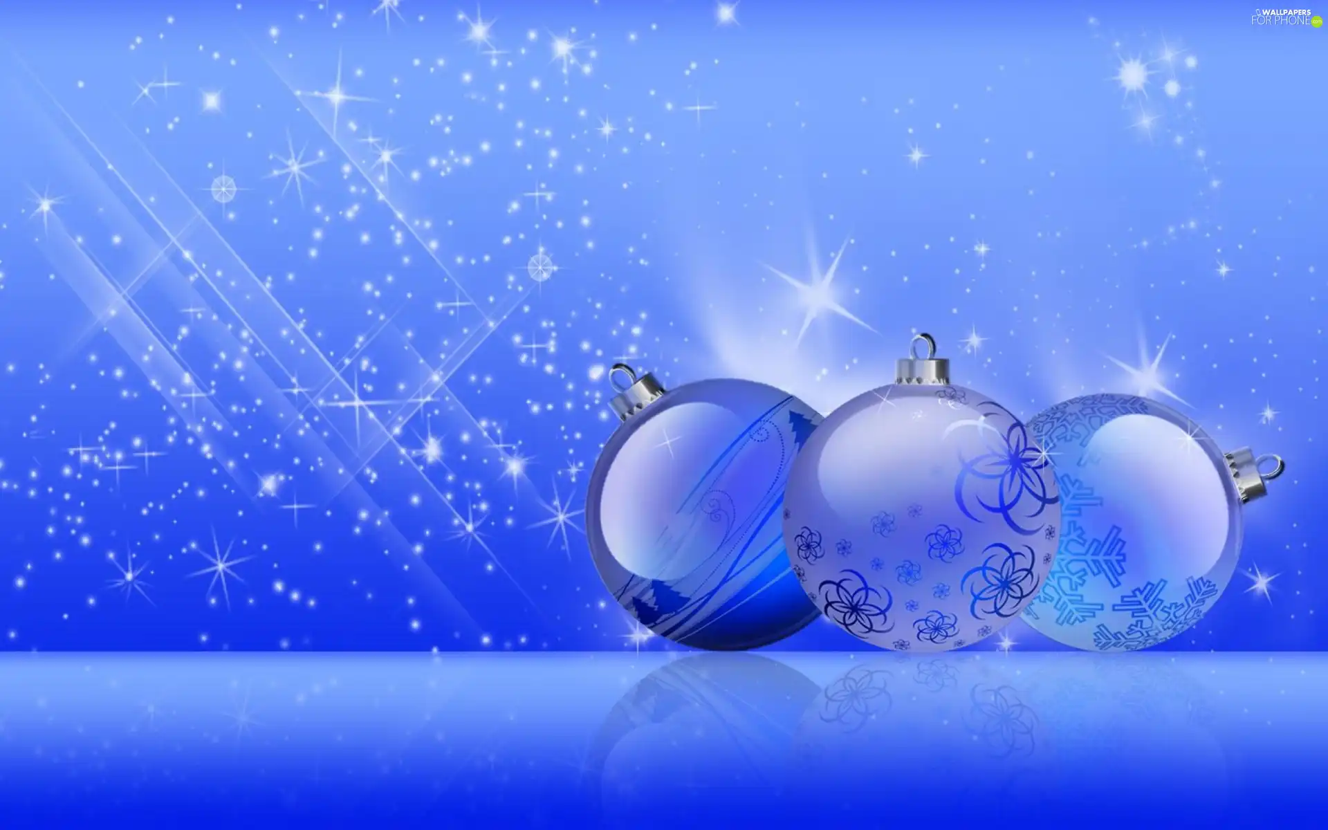 Blue, background, baubles, Stars, Blue