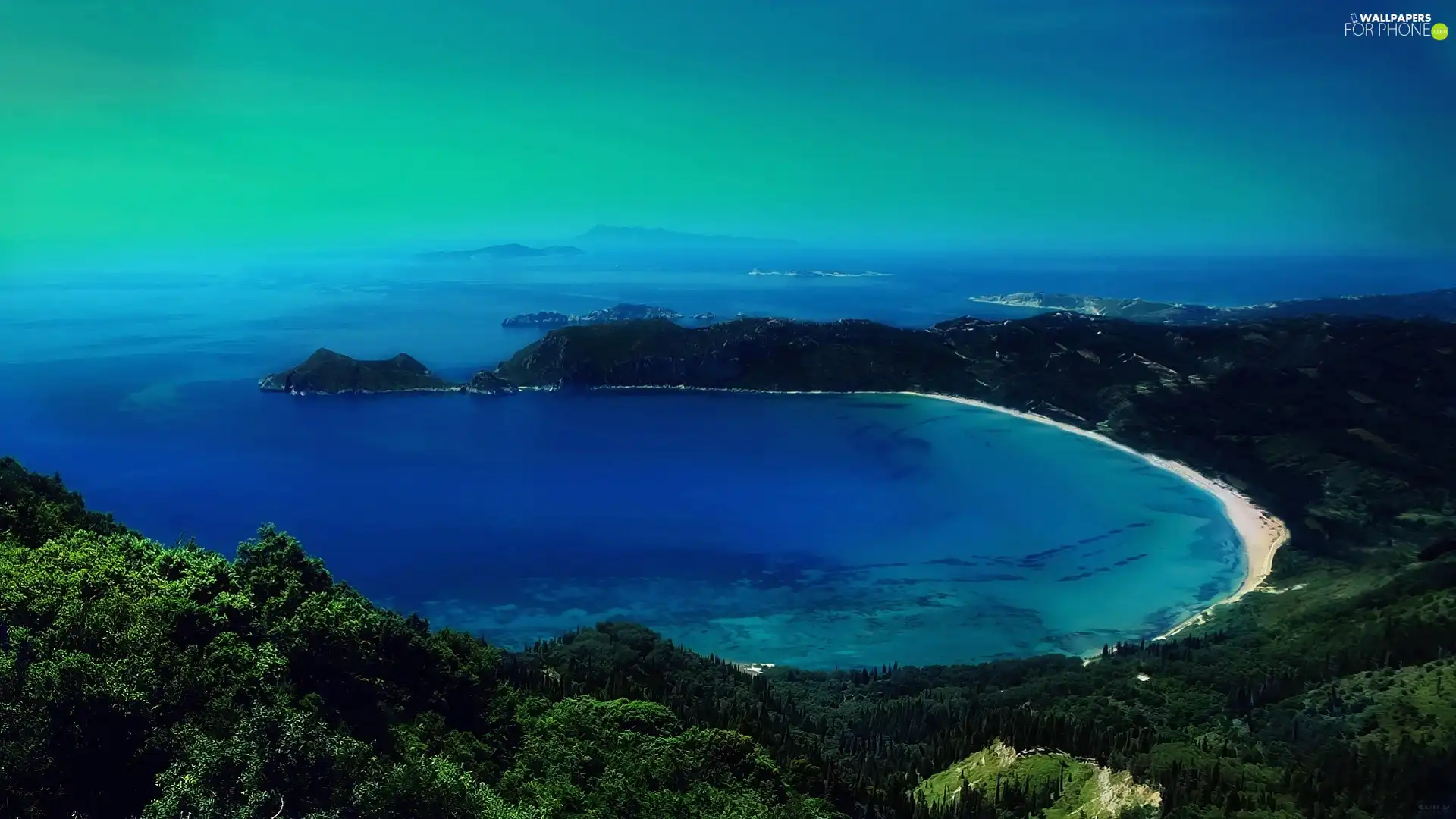 blue, Laguna, sea, Beaches, woods