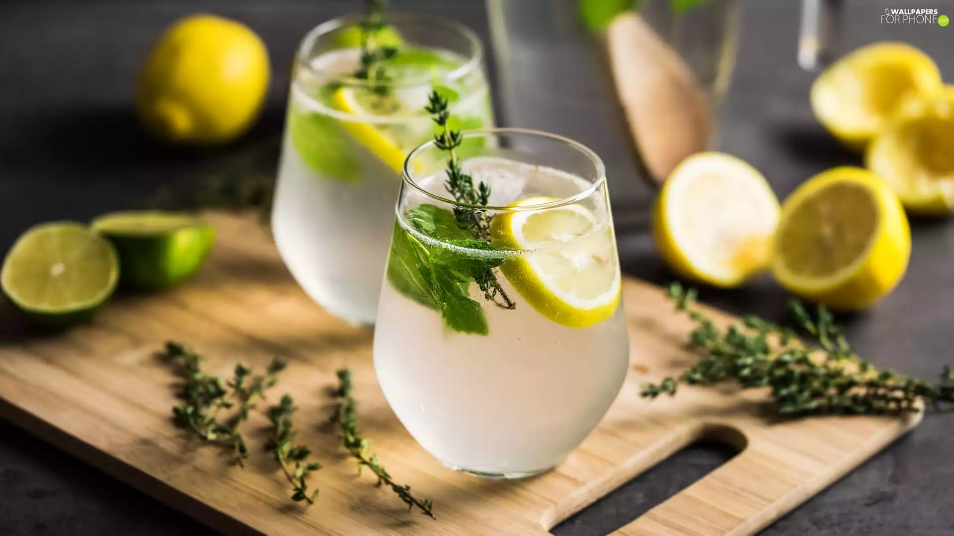 lime, drink, mint, board, Glass, Lemon