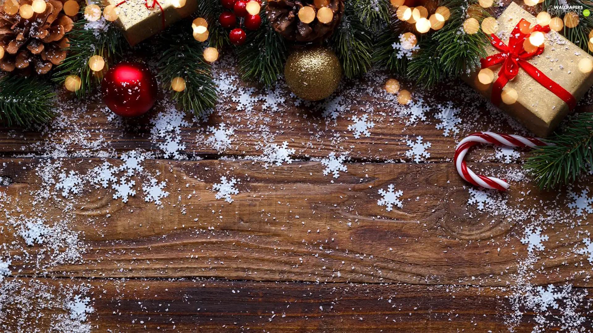 Twigs, Christmas, cones, Golden automobile, gifts, boarding, bauble, baubles, red hot