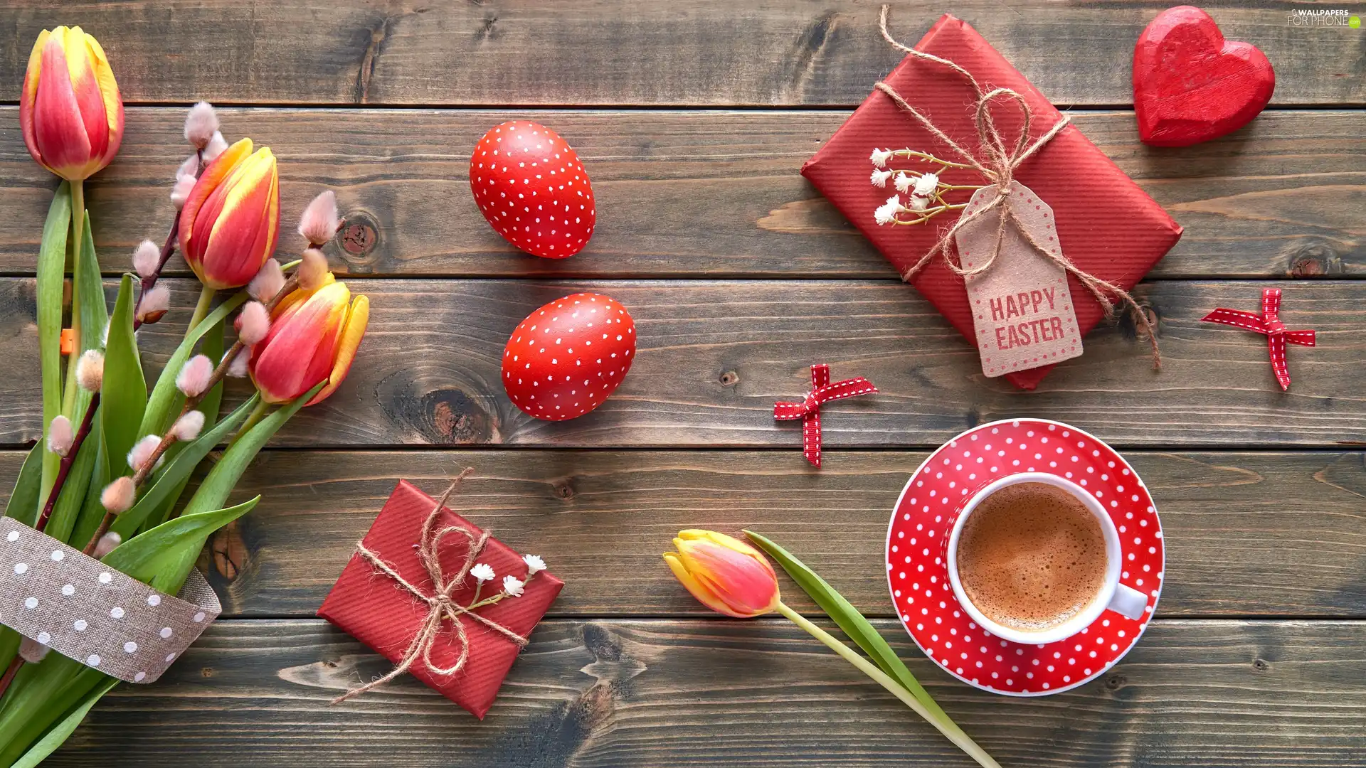 eggs, gifts, Easter, coffee, composition, database, Tulips, boarding