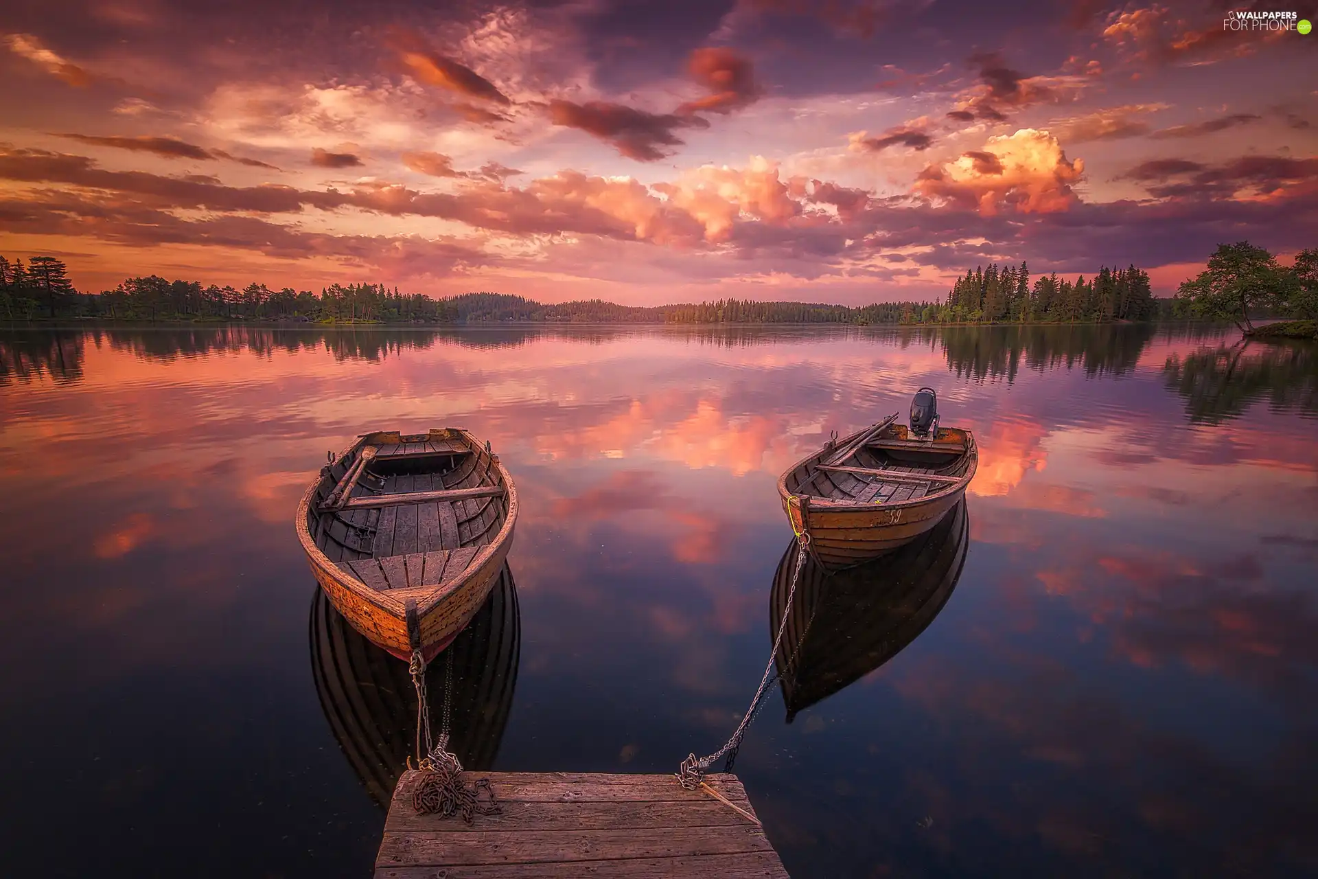 west, lake, Boats, sun