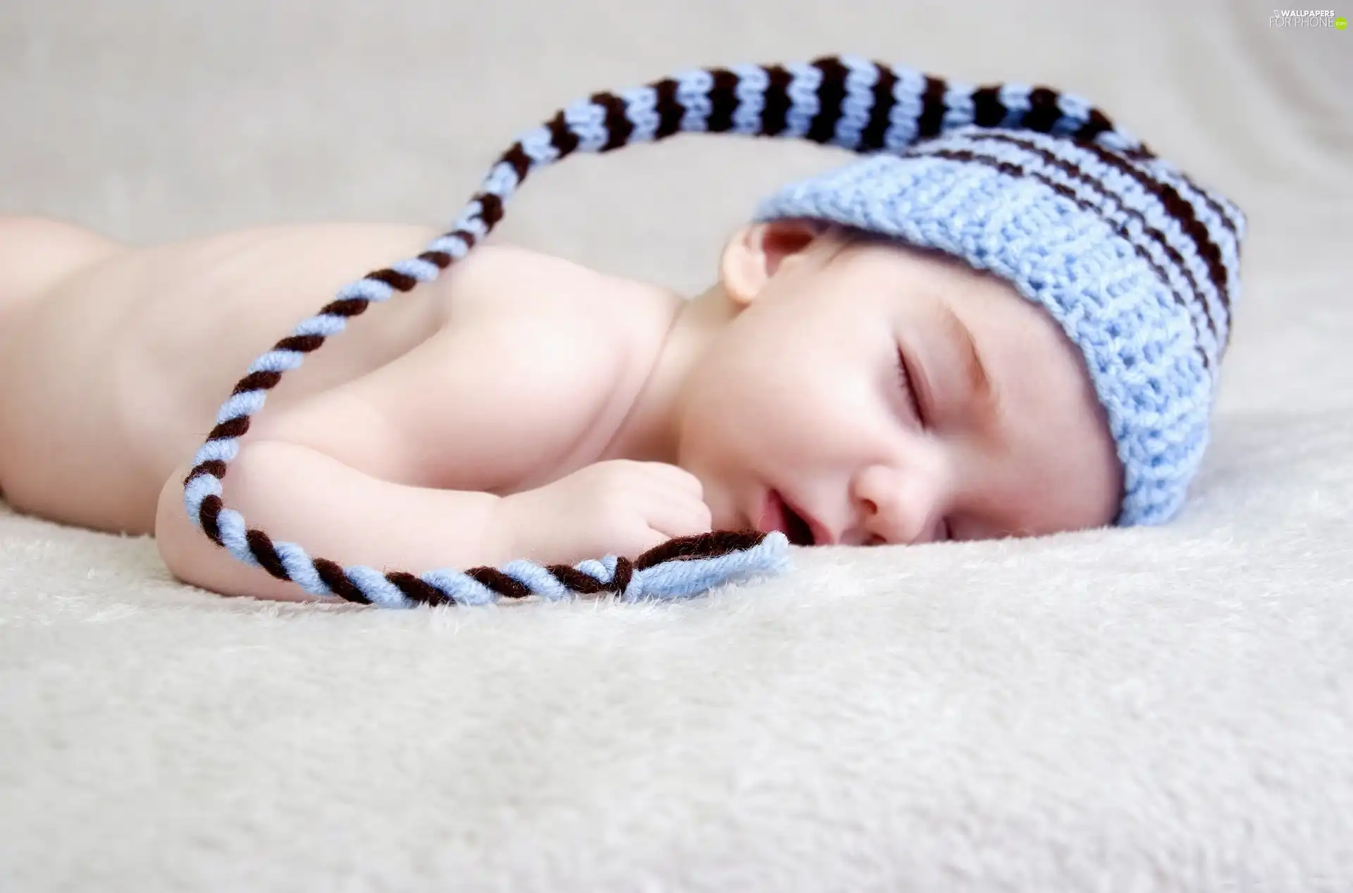 Bonnet, hosiery, Kid, Blue, Sleeping