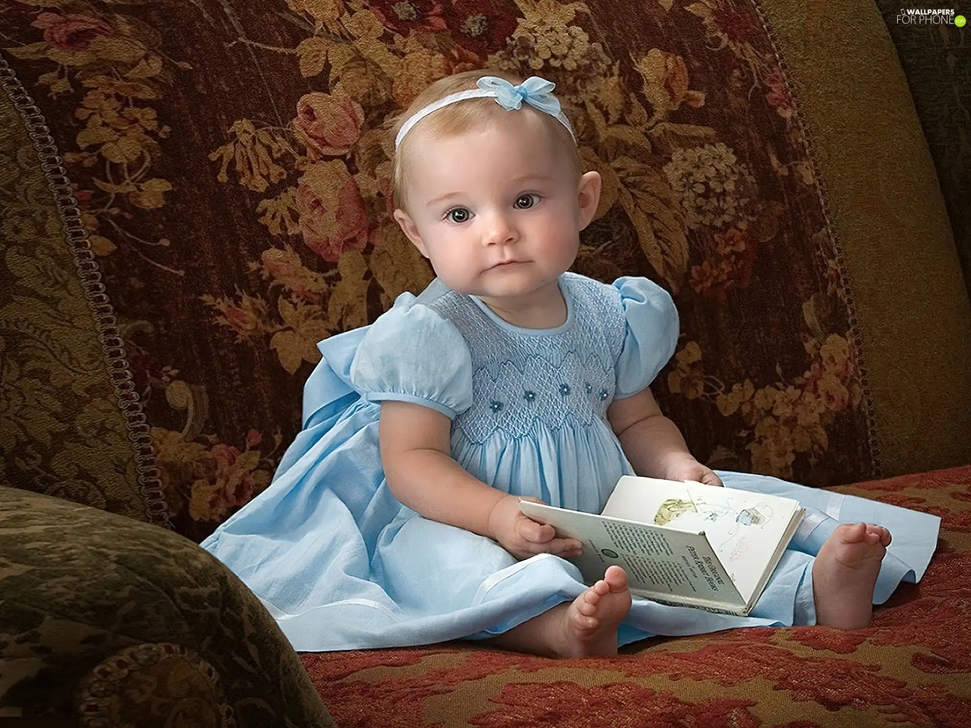 girl, dress, book, blue