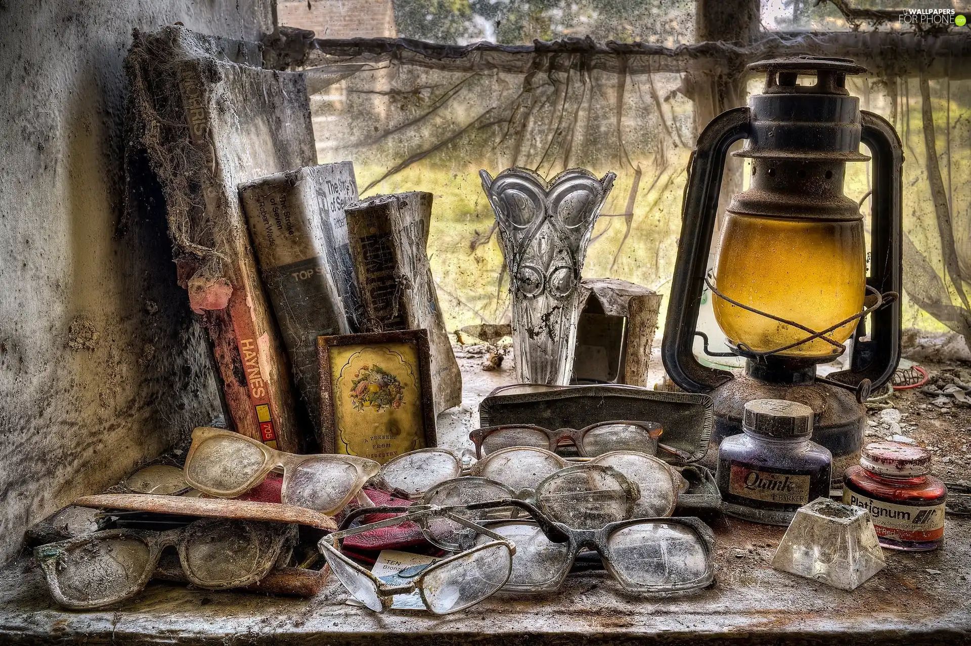 Books, antique, Glasses, Lamp, Antiquities