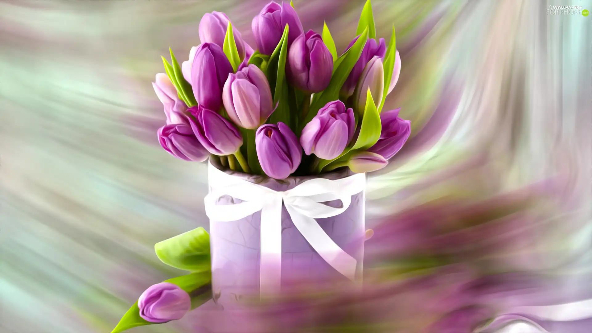 Tulips, Box, graphics, bouquet
