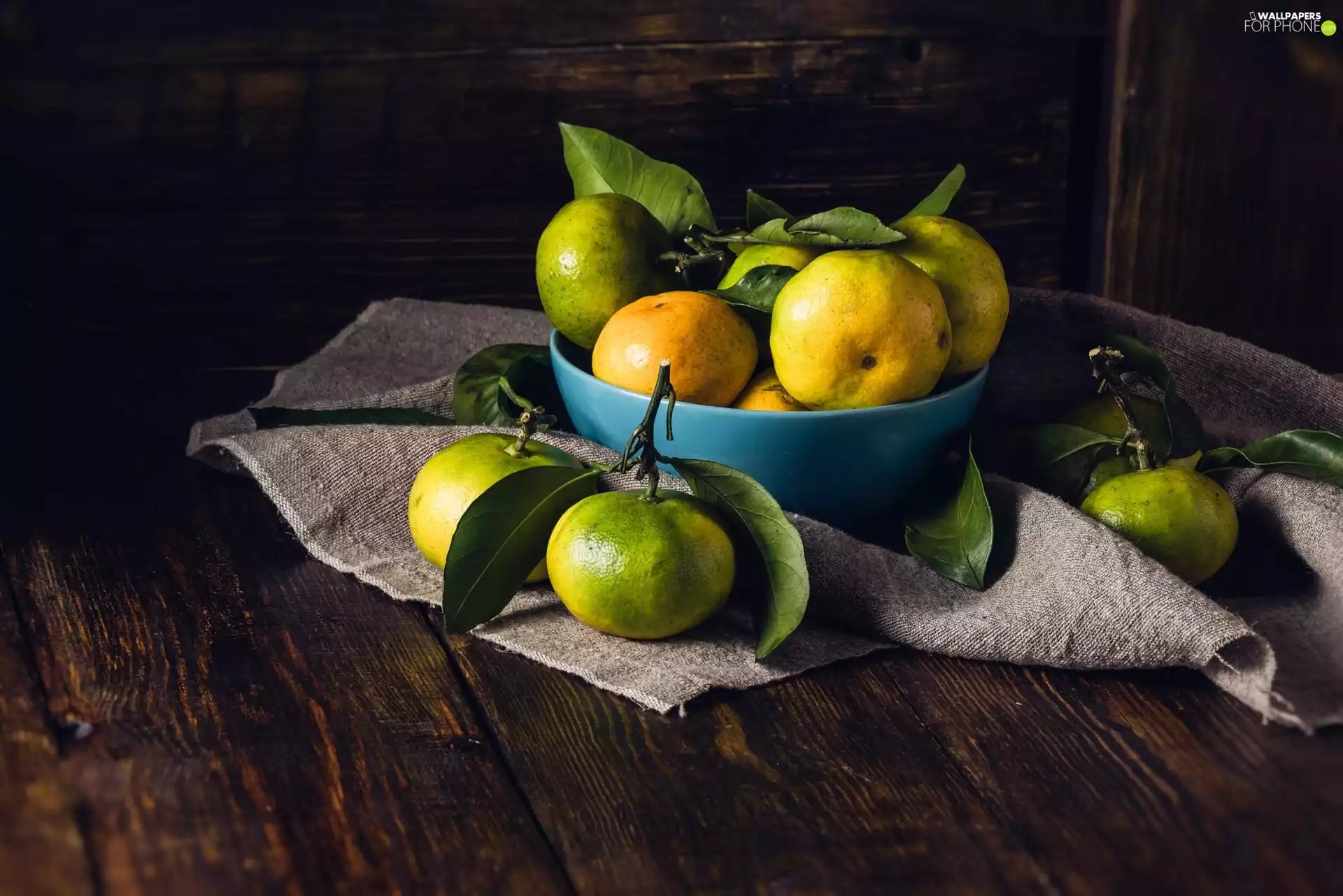 mandarin, Leaf, napkin, bowl