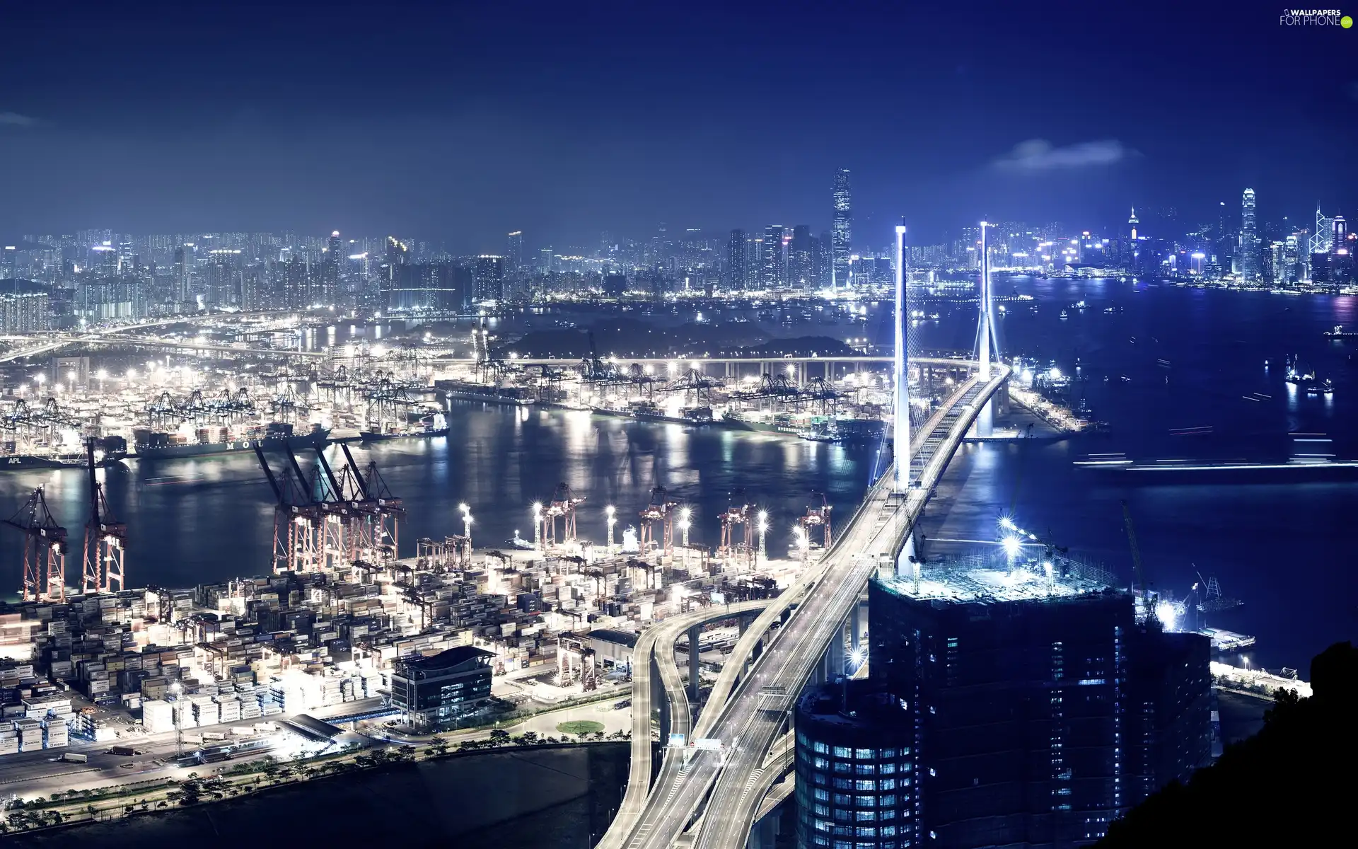 bridge, Hong Kong, night