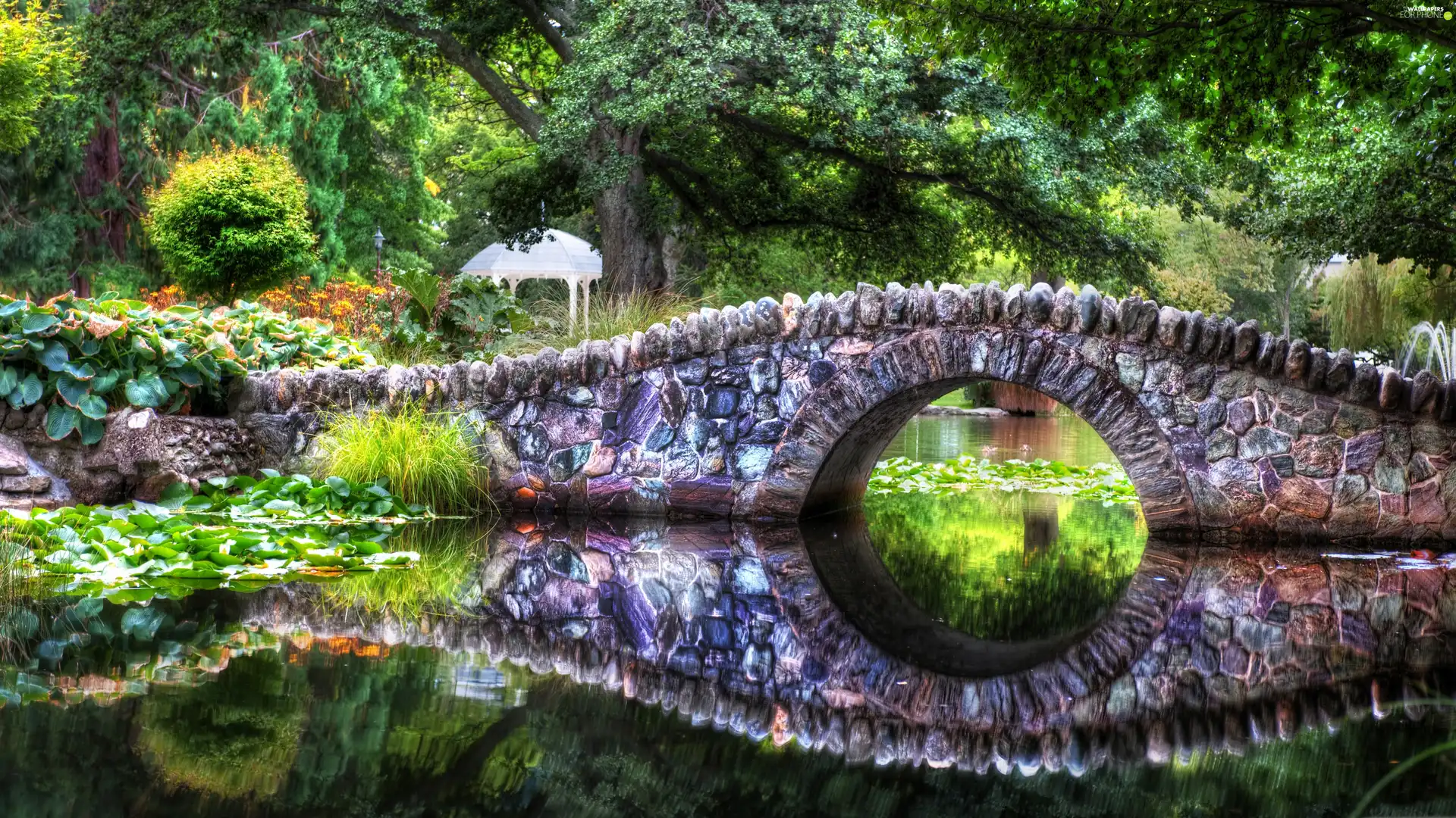 bridge, River, stone