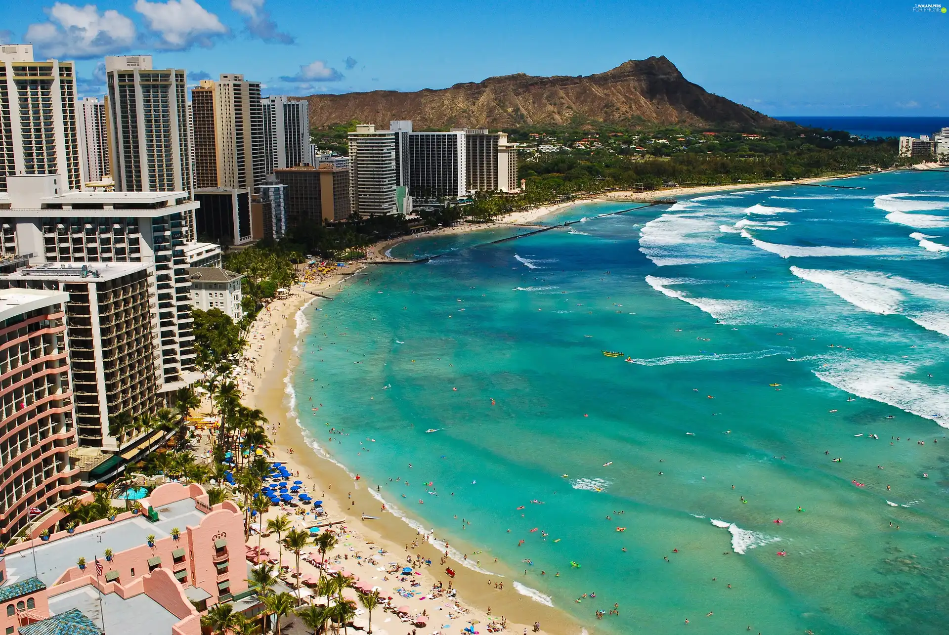 buildings, sea, Beaches