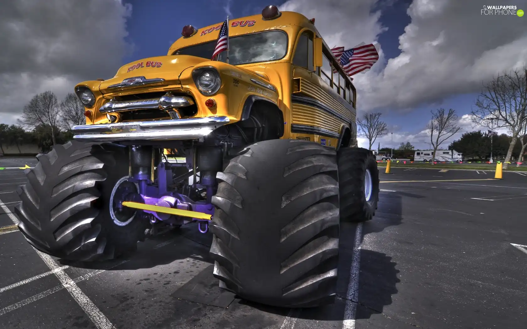 Monster Truck, school, bus
