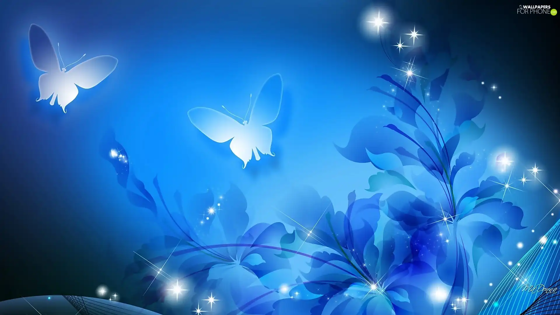 butterflies, graphics, Flowers