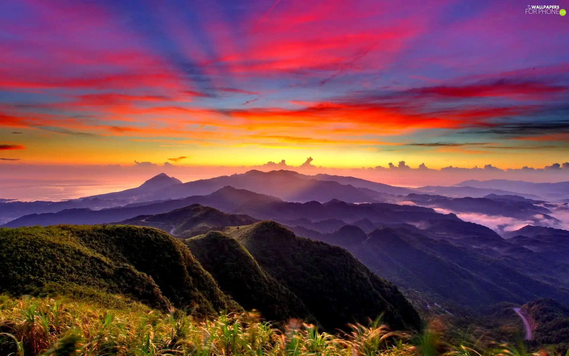 mountains, Great Sunsets, by