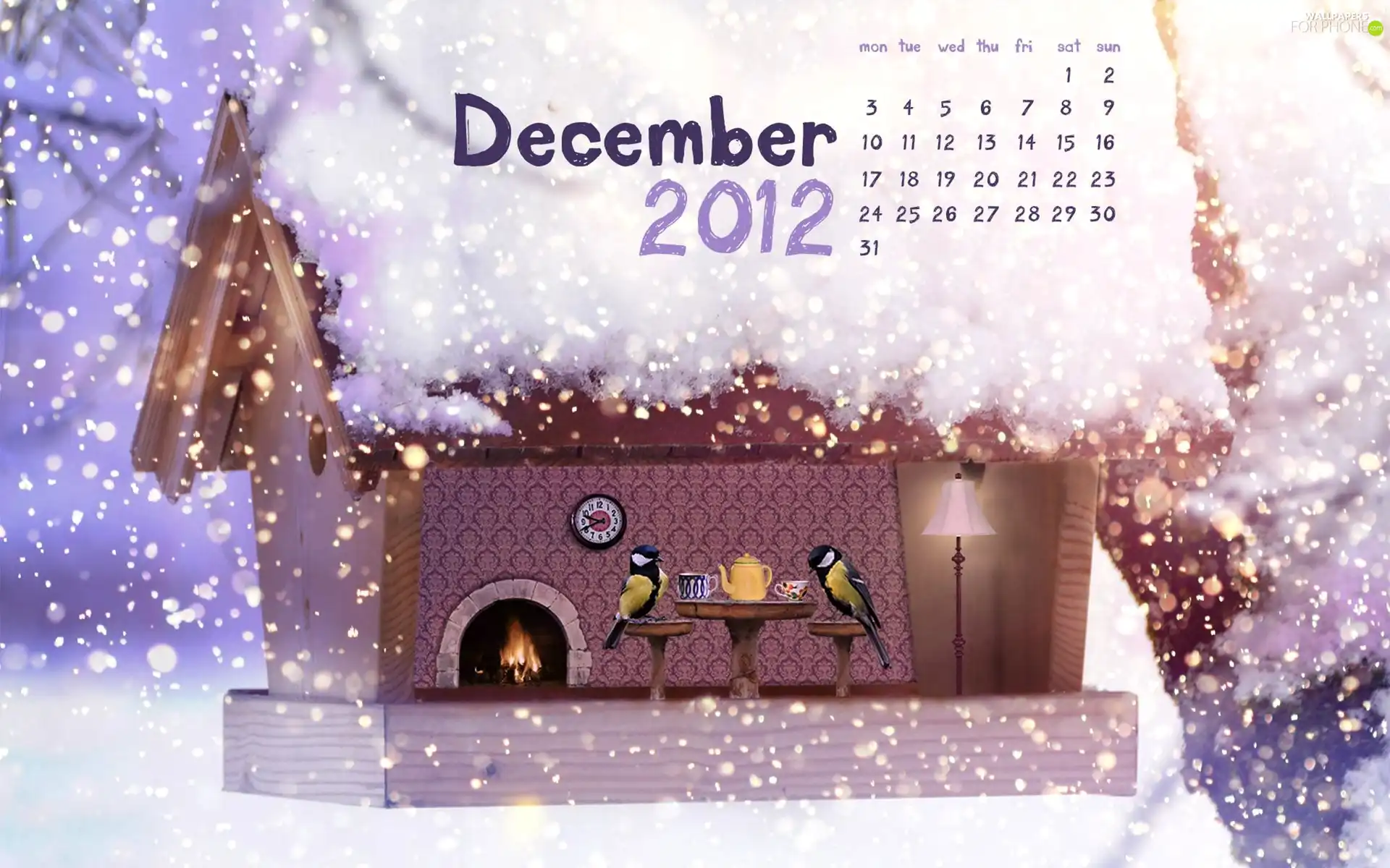 Calendar, Bird, snow