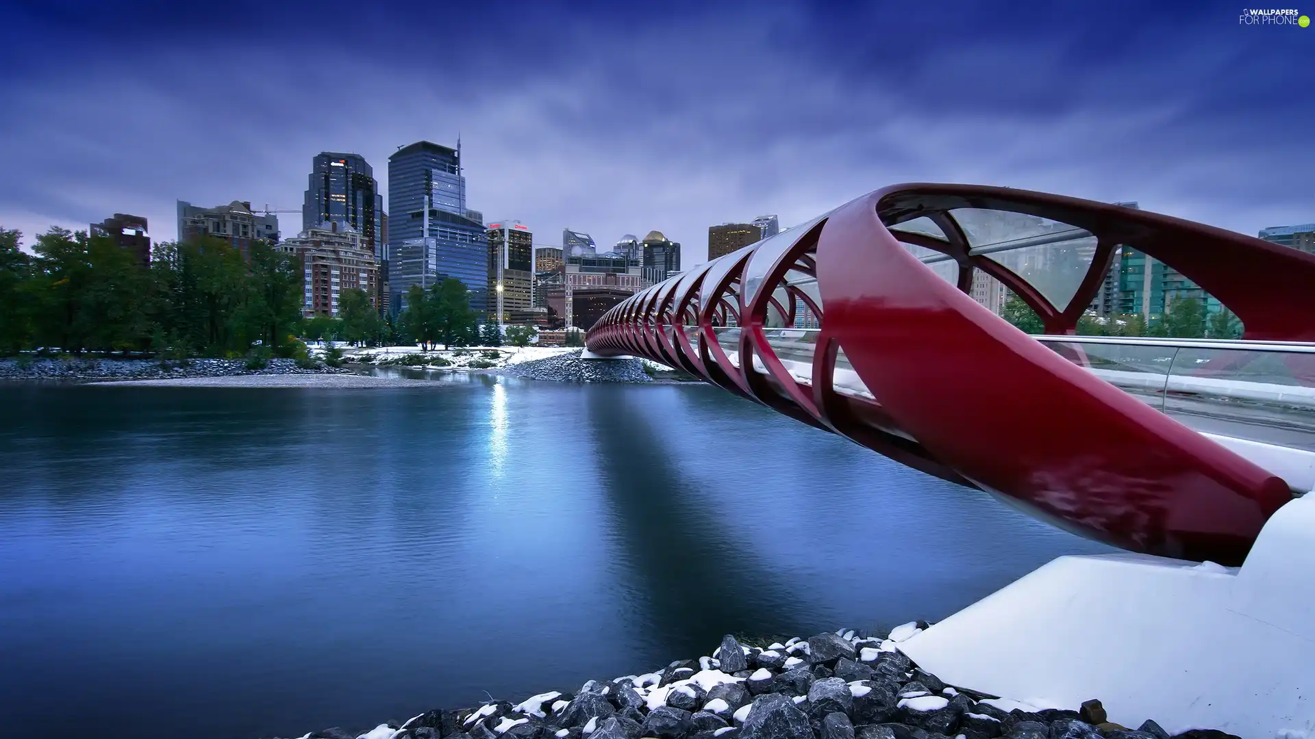 Canada, Picture of Town, River, Calgary, bridge