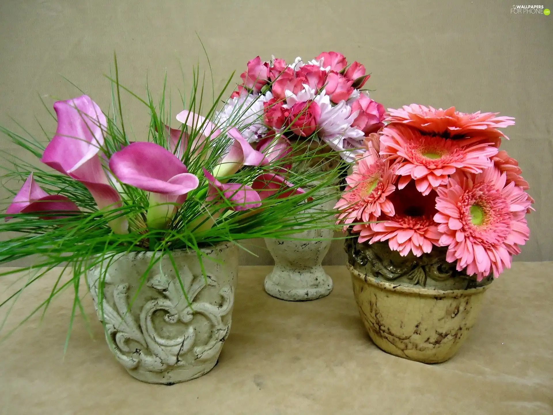 Calla, roses, flowers, gerberas, Bouquets