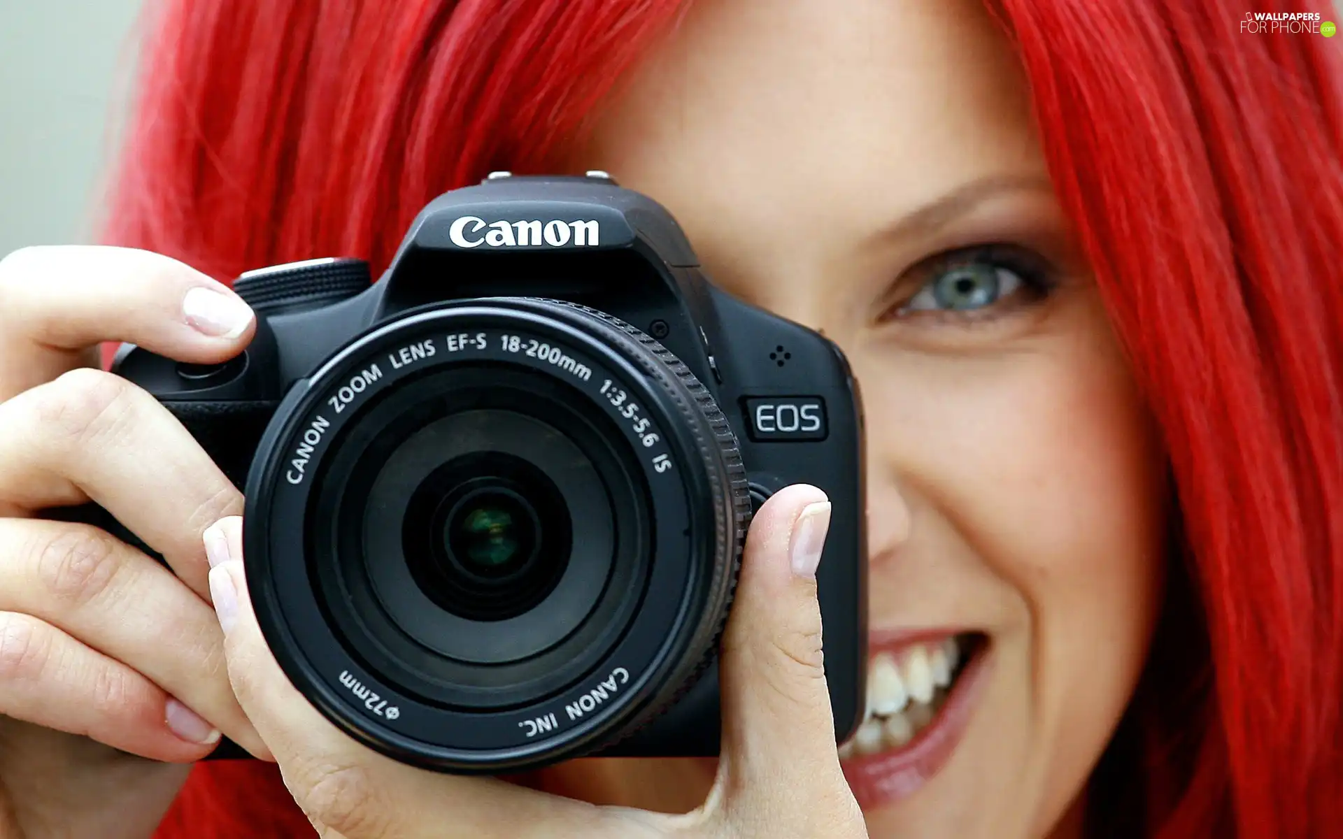 smiling, girl, Camera, redhead