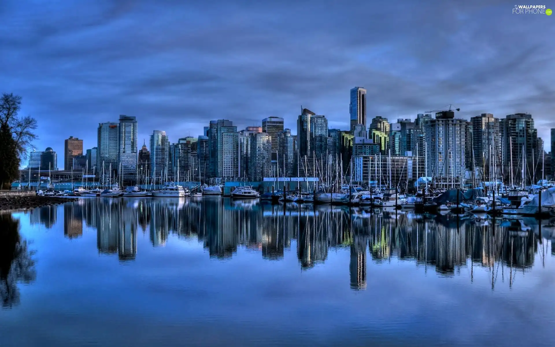 Town, port, Canada, blue