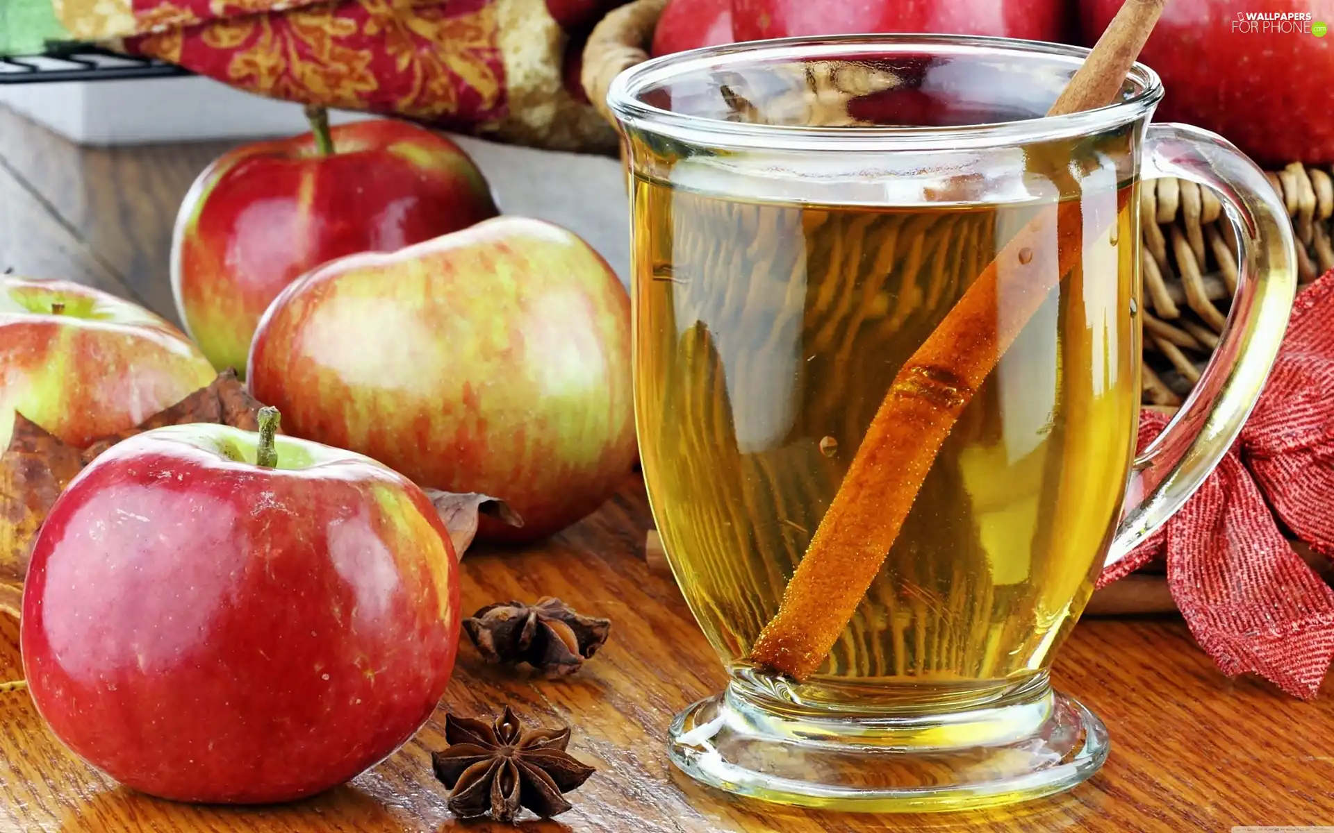 tea, cinnamon, carambola, apples