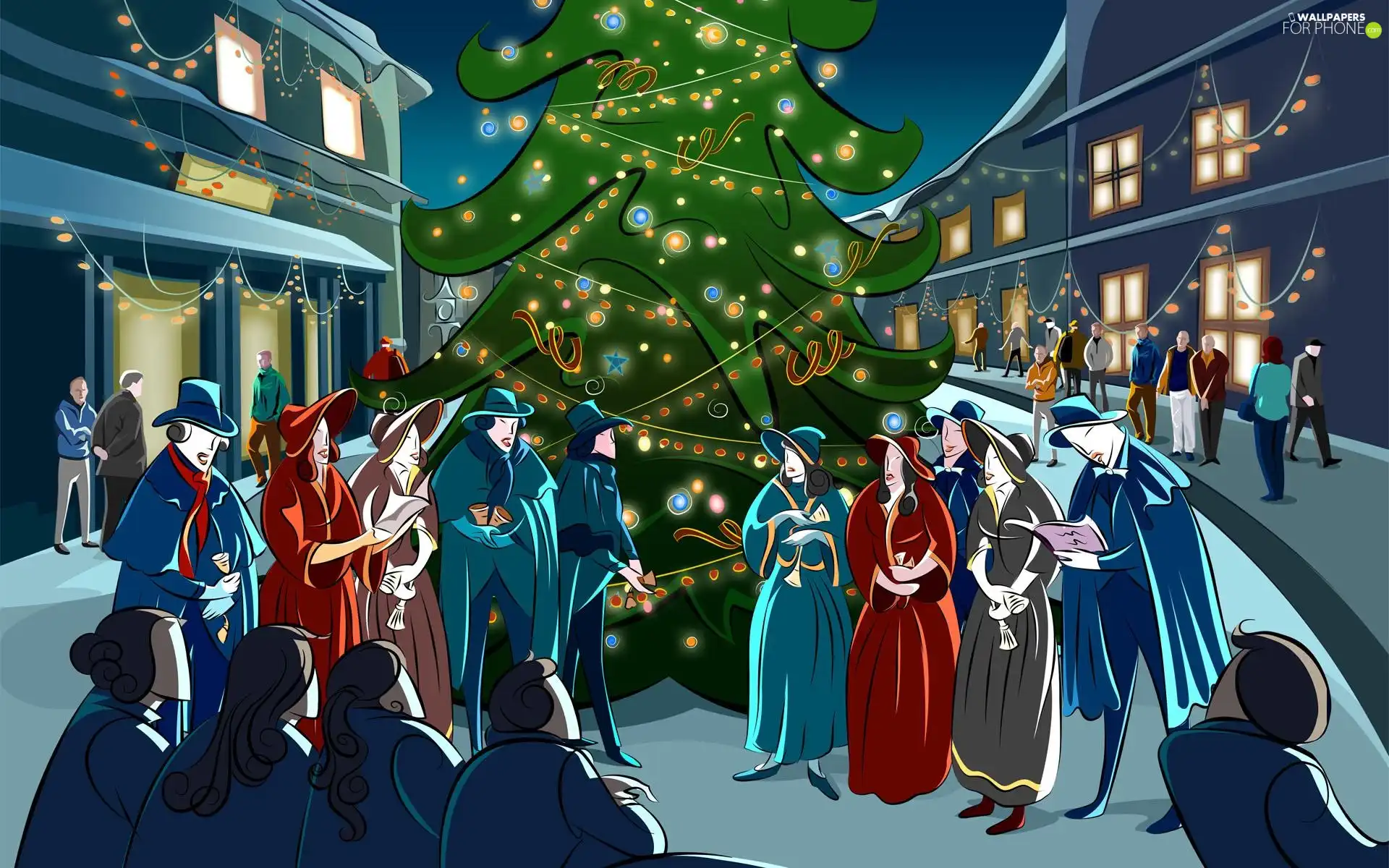God, christmas tree, Carolers, birth