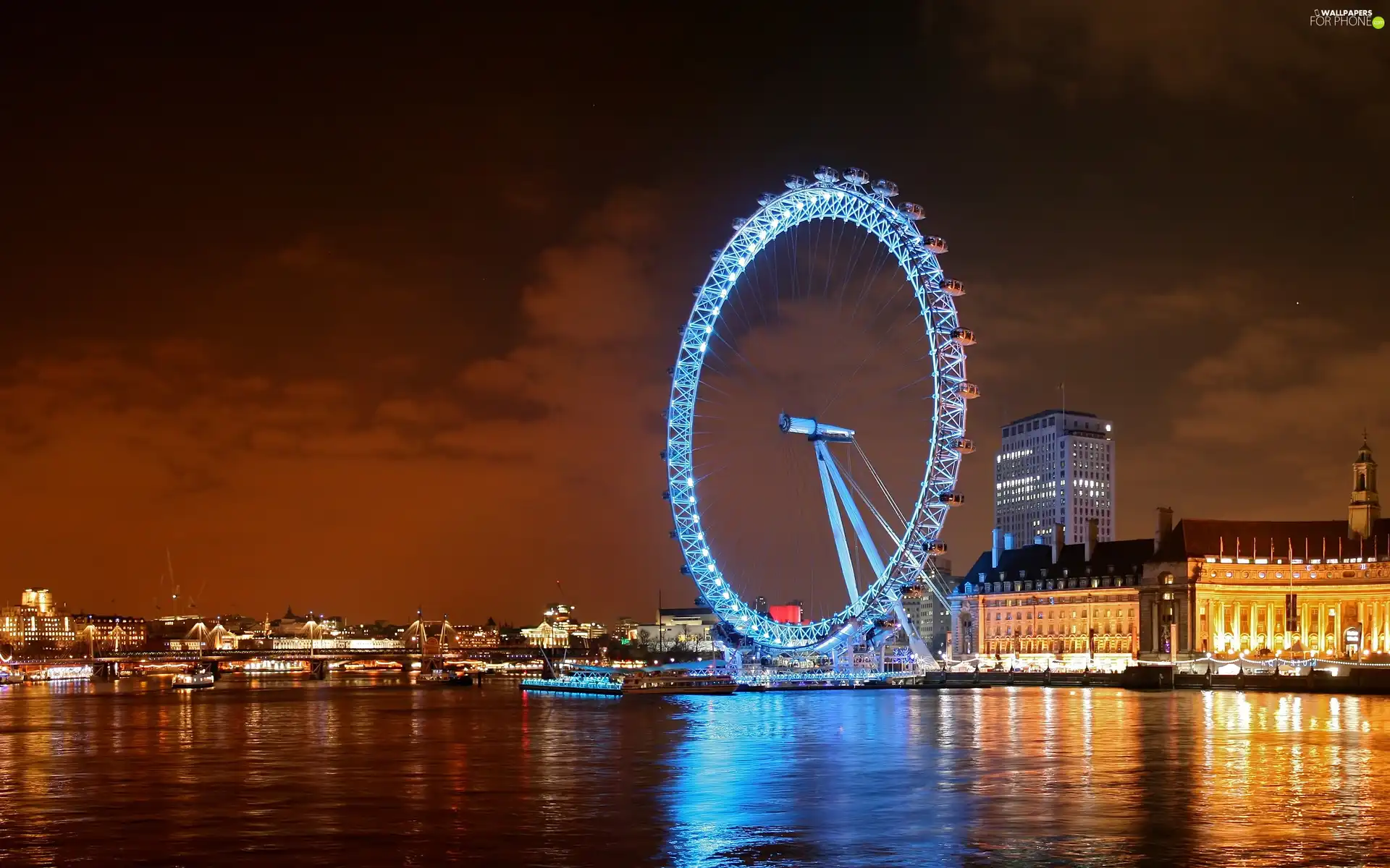 carousel, sea, Night