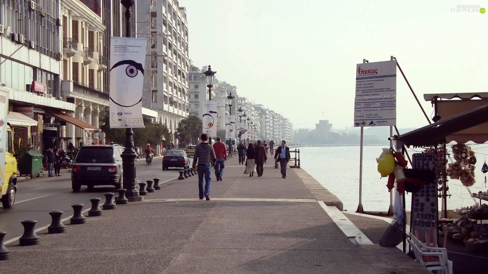 cars, Street, Thessaloniki, People, Greece