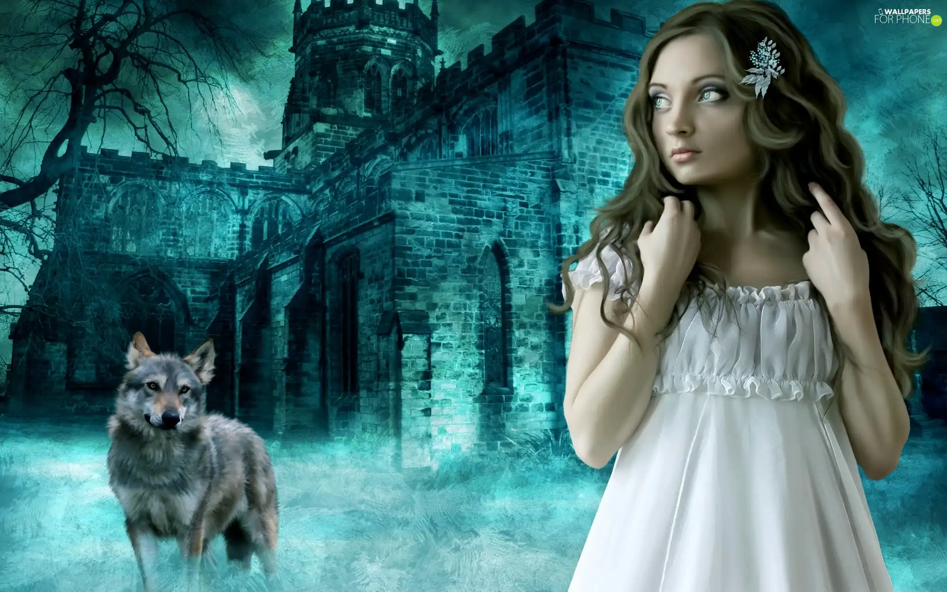 Castle, Women, Wolf