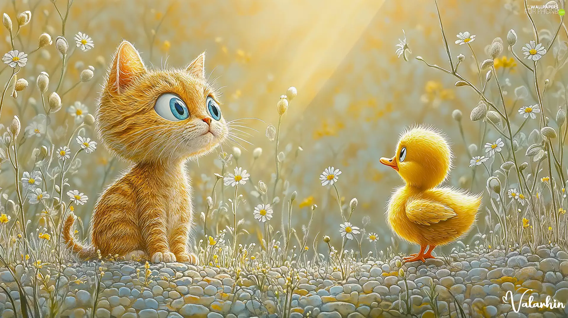 ginger, Ducky, Flowers, cat