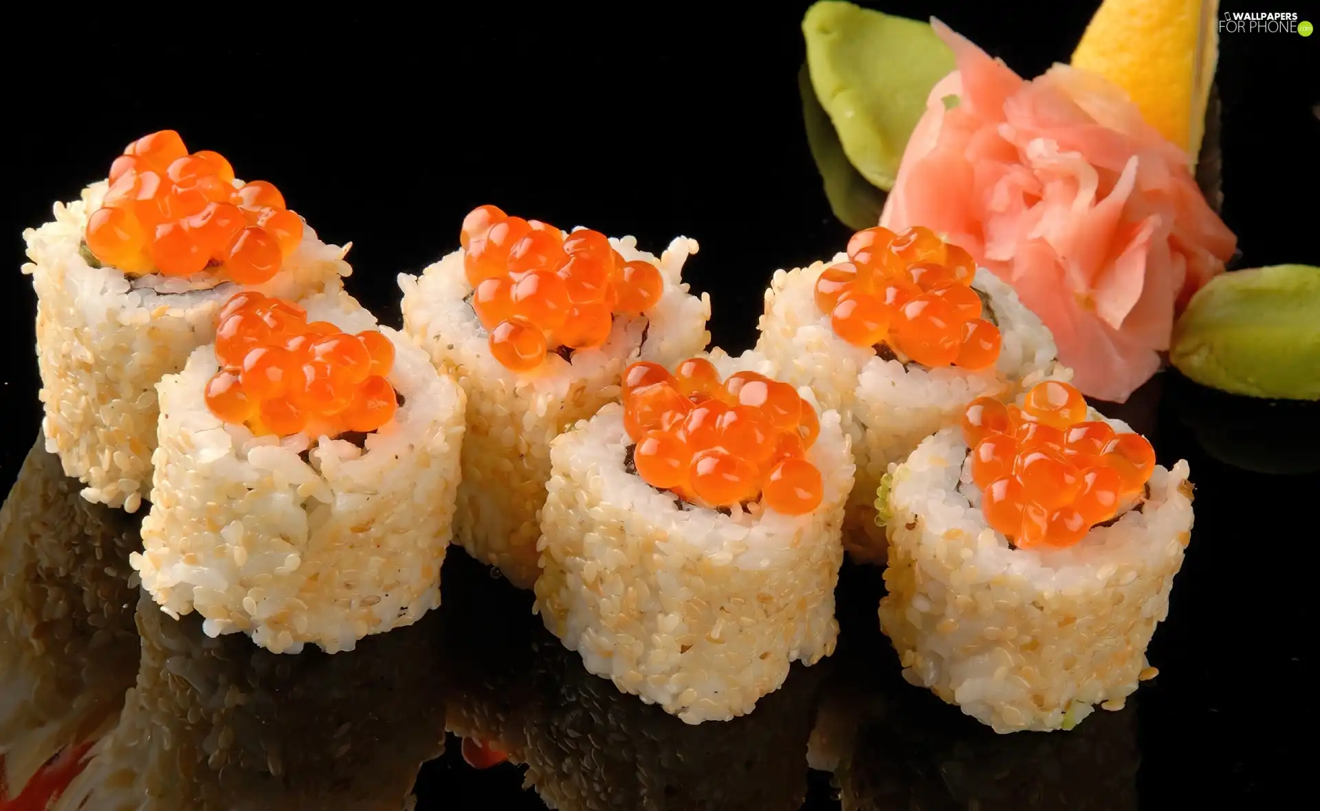 caviar, tray, Sushi
