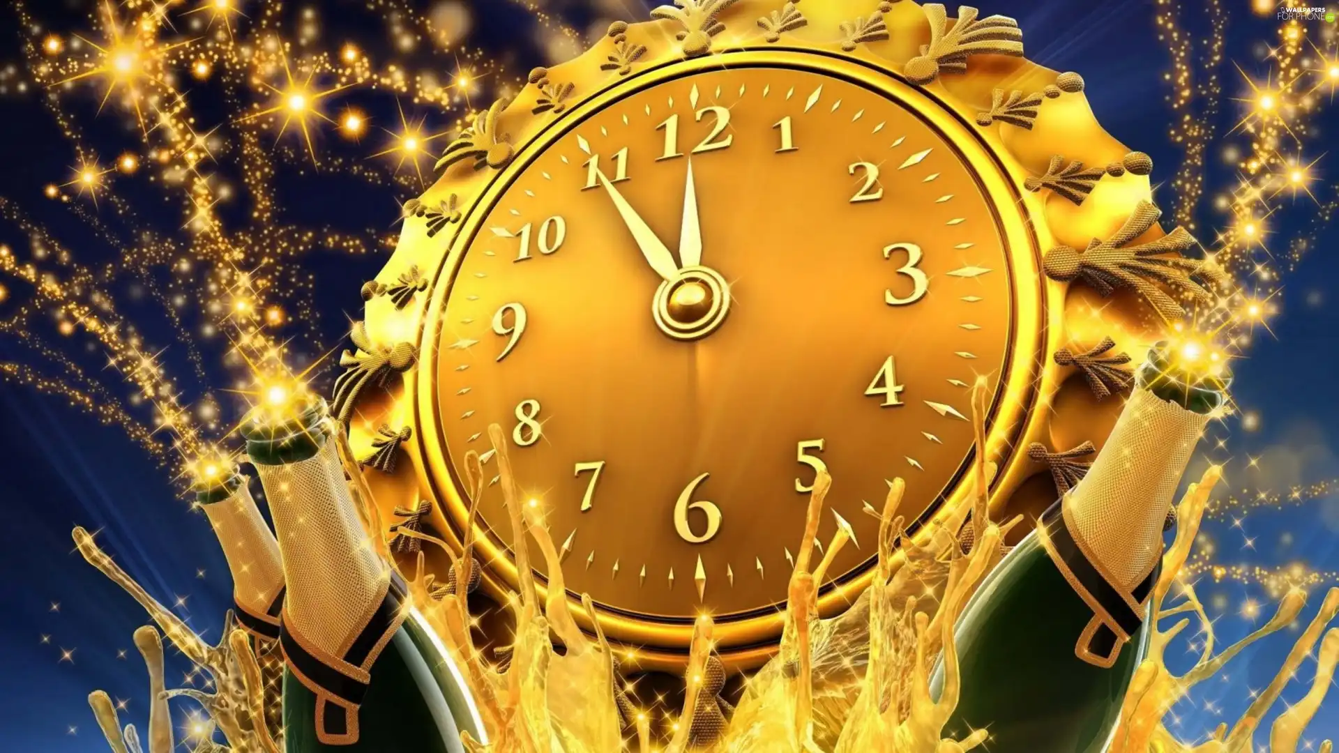 Champagne, Clock, New Year
