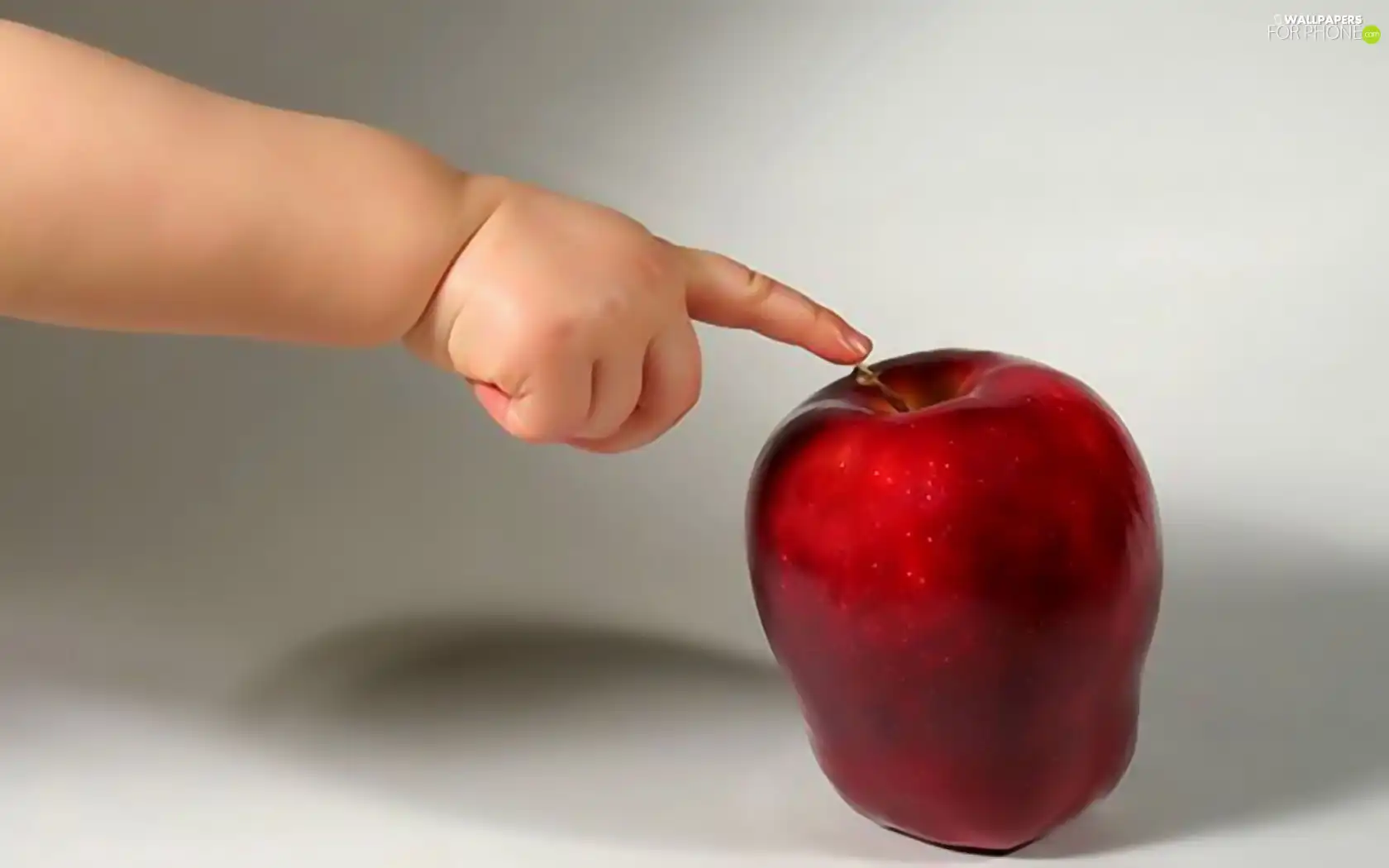Red, hand, child-, Apple