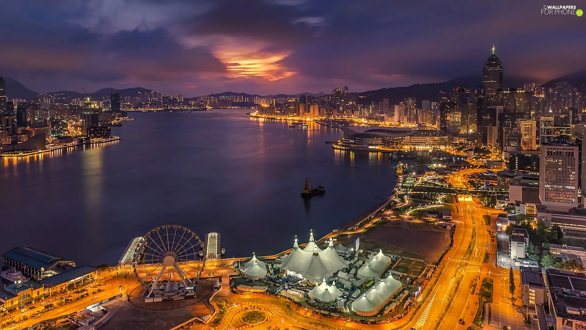 Hong Kong, City at Night, China