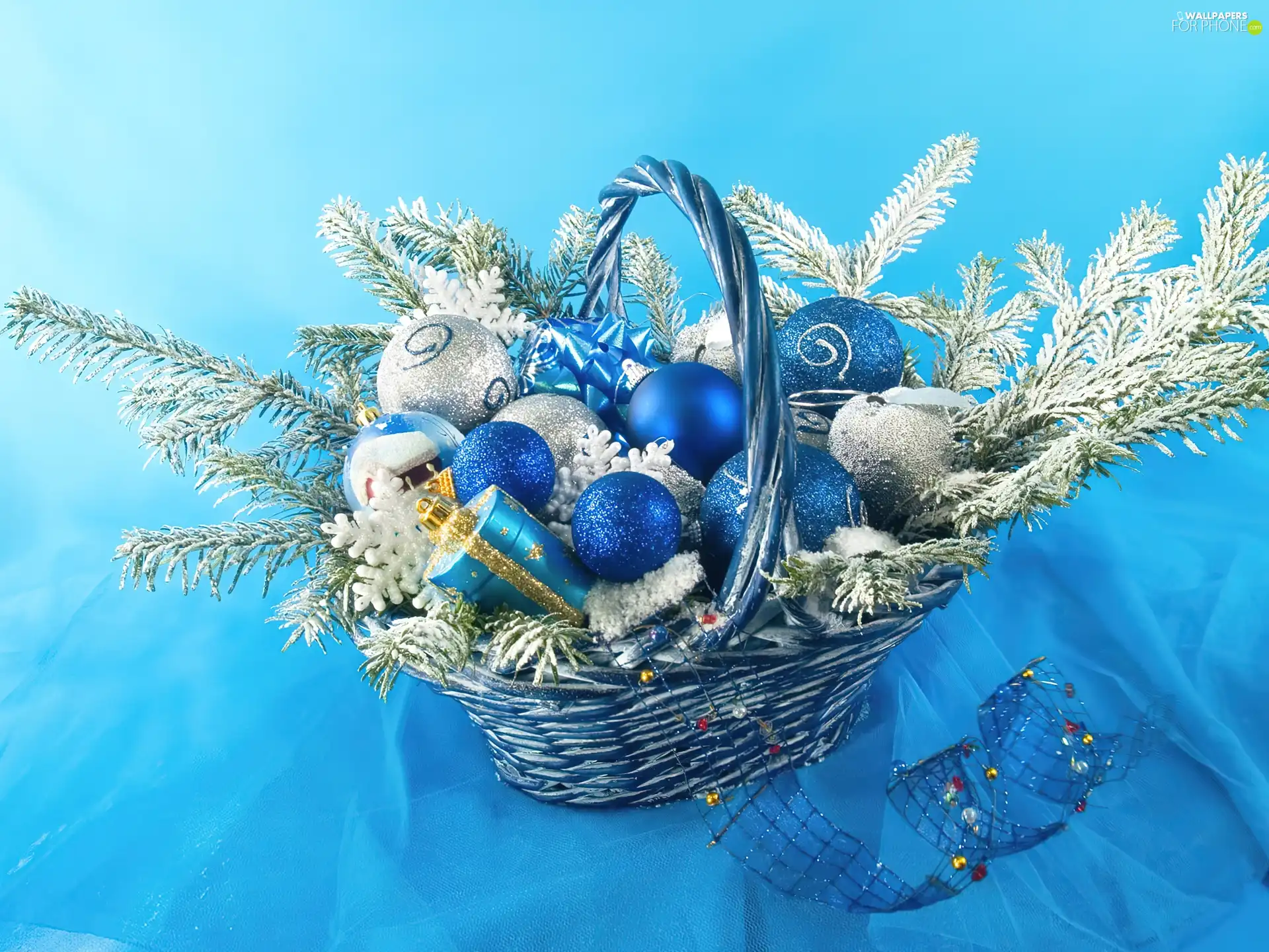 basket, decoration, Christmas, baubles