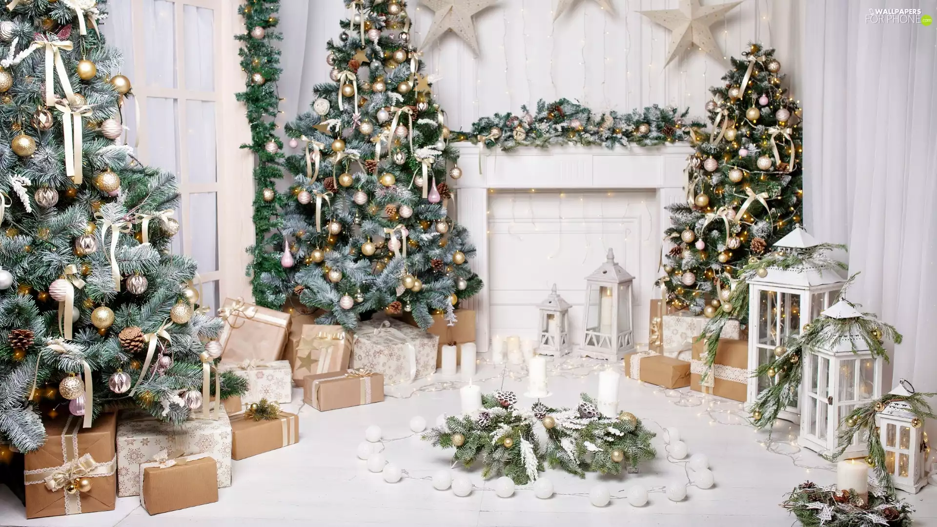 gifts, Decorated, Lanterns, Christmas, Room, headdress, Christmas