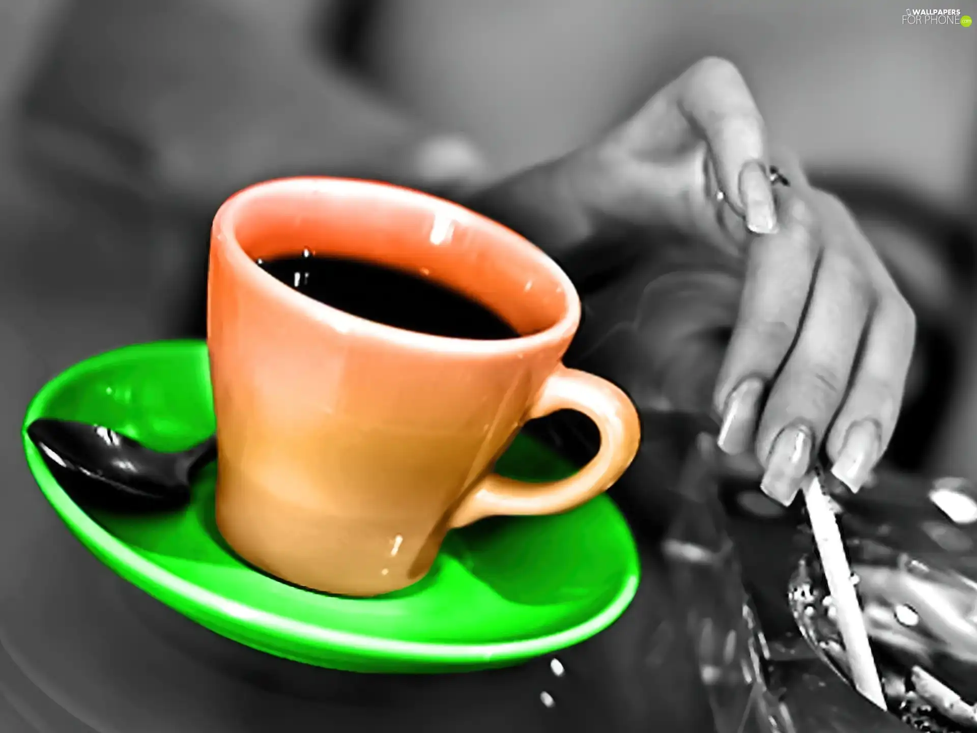 coffee, hand, Cigarette, cup