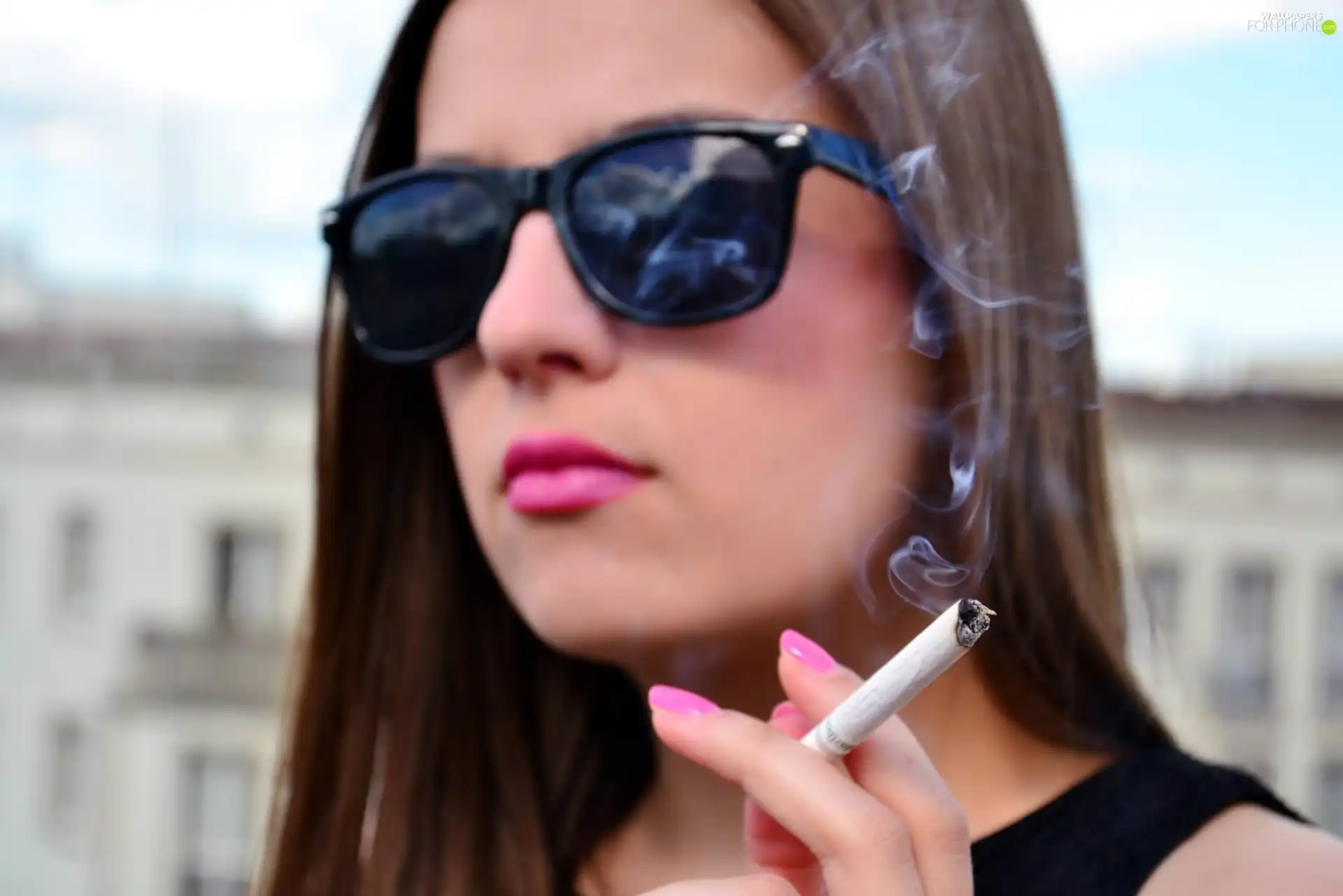 Women, Glasses, Cigarette, brunette
