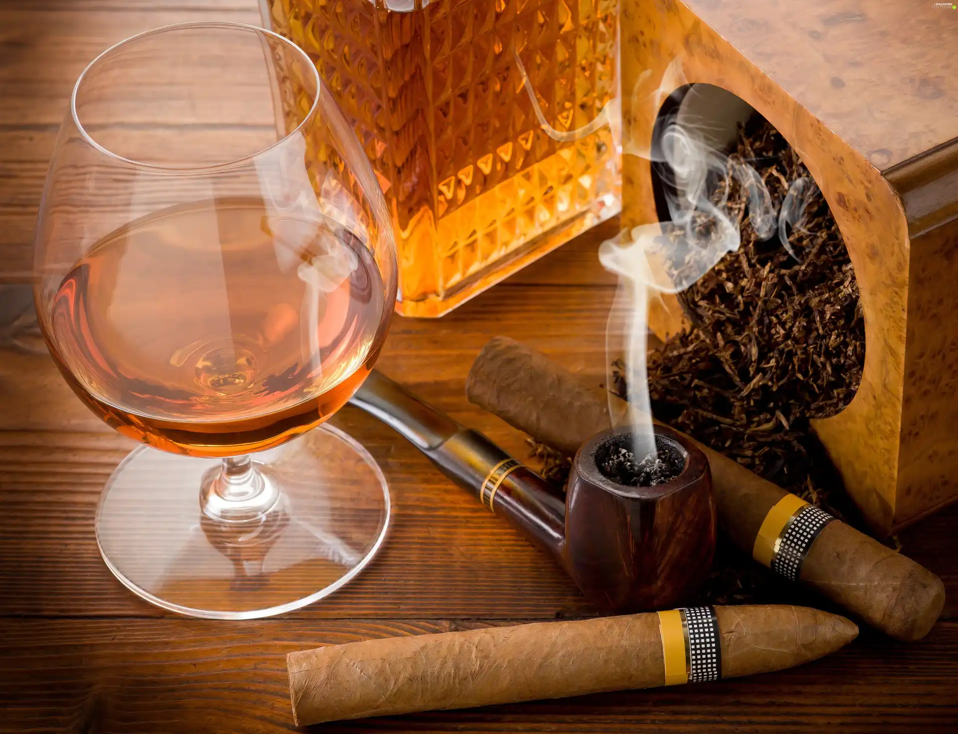 alcohol, pipe, Cigars, wine glass