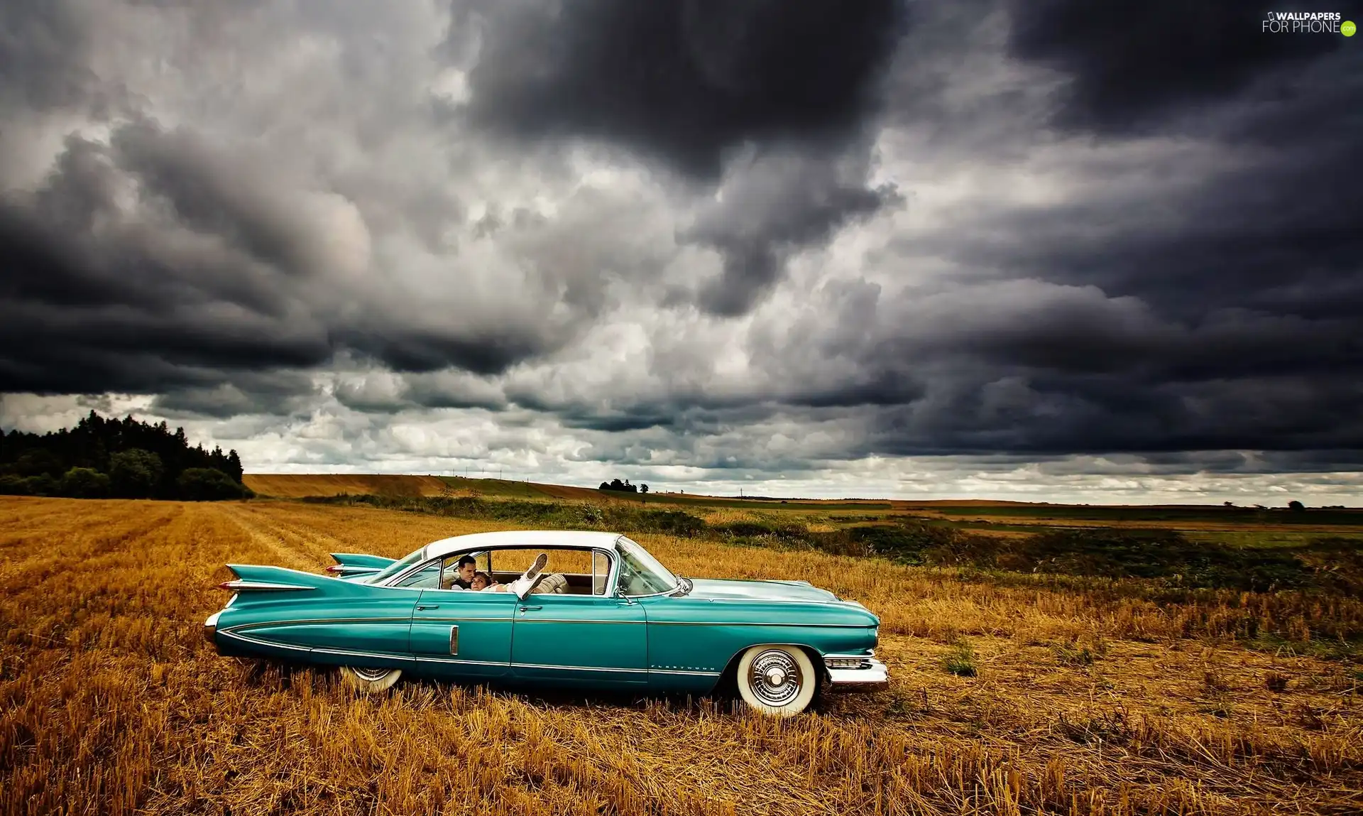 clouds, Automobile, Field